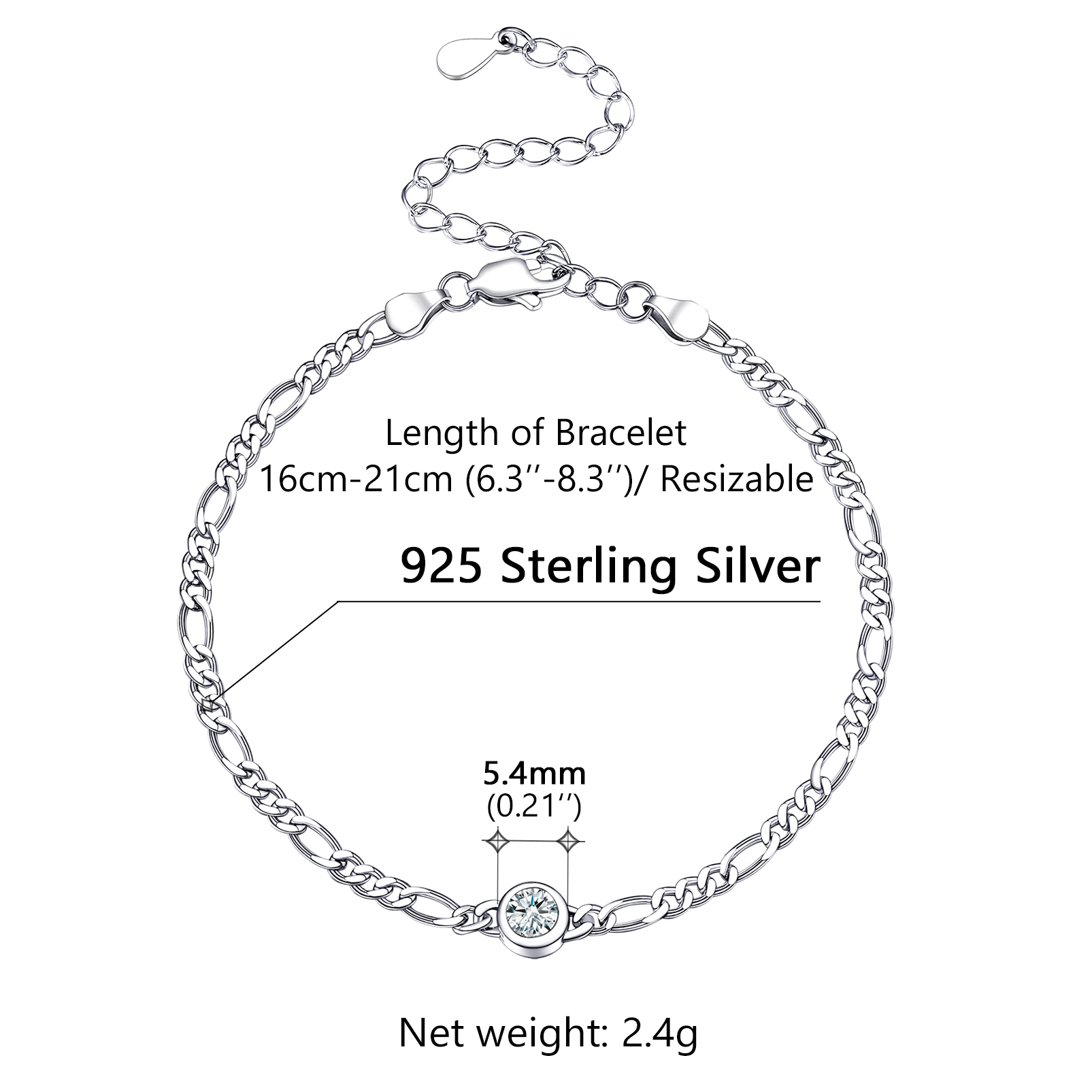 Sterling Silver ChicSilver Dainty 3mm Thin Chain Bracelets Adorned Birthstone Details: Dimensions, Hypoallergenic, Lobster-Claw-Clasps
