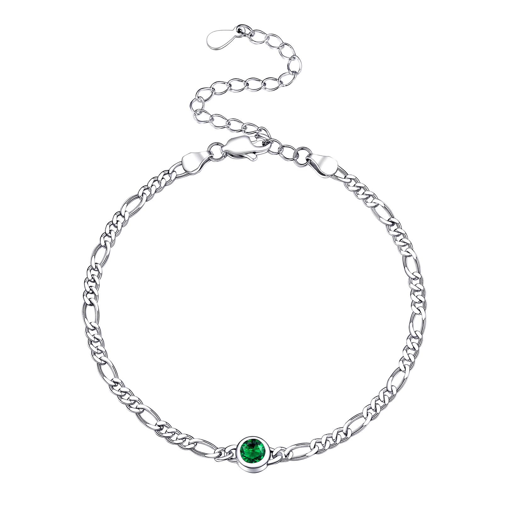 Dainty 3mm Thin Chain Bracelets Adorned Birthstone 