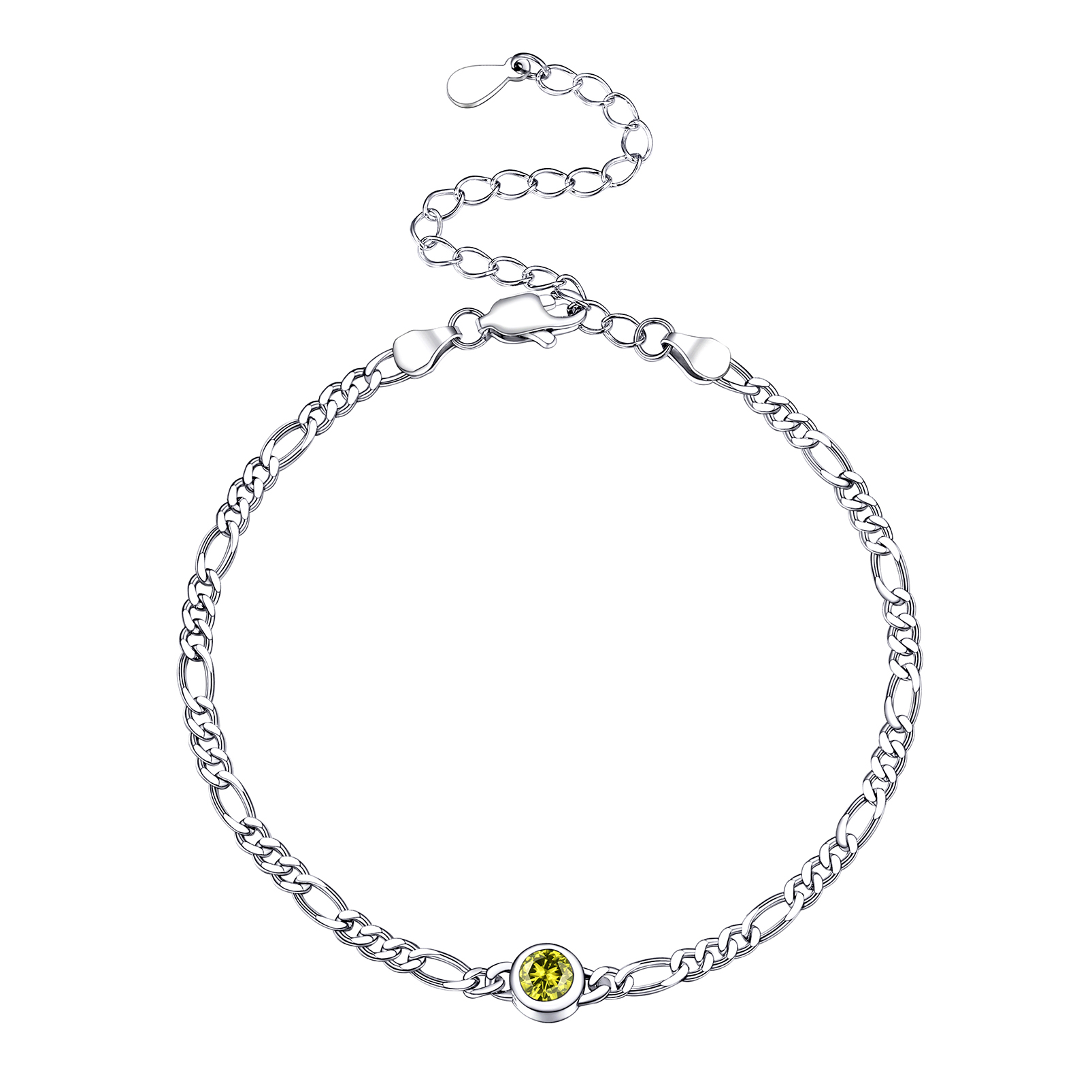 Dainty 3mm Thin Chain Bracelets Adorned Birthstone 