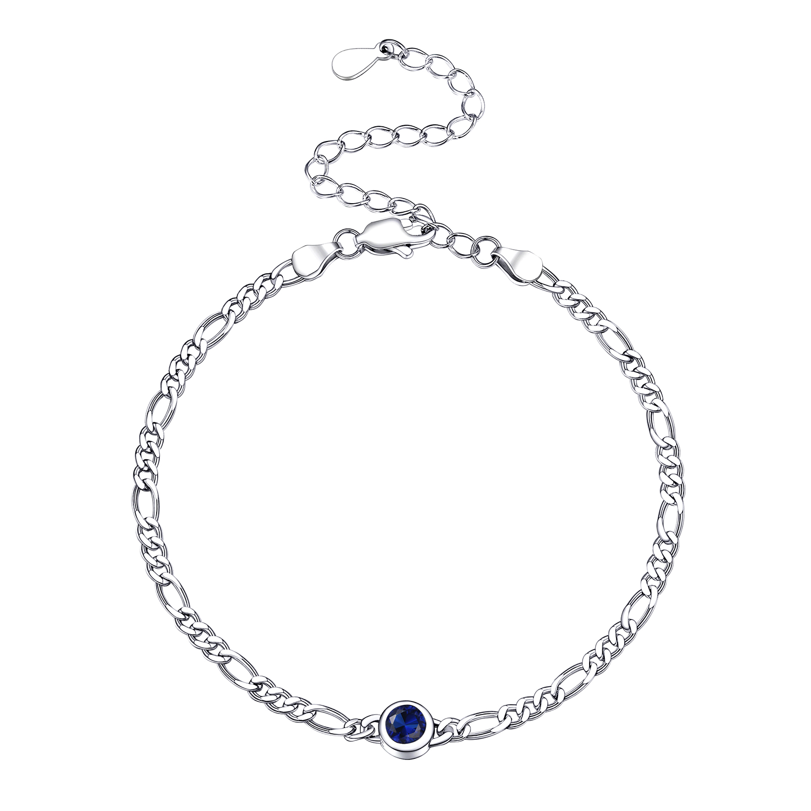 Dainty 3mm Thin Chain Bracelets Adorned Birthstone 