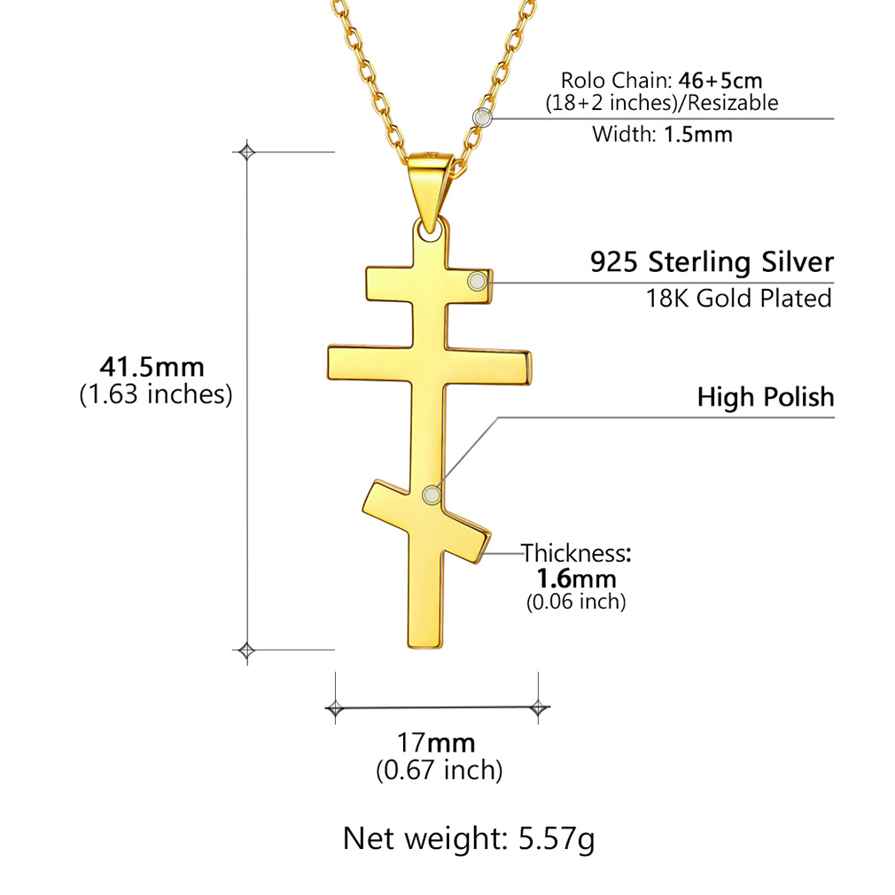 Sterling Silver ChicSilver Adjustable Russian Orthodox Cross Necklace Details: Dimensions, Hypoallergenic, Lobster-Claw-Clasps
