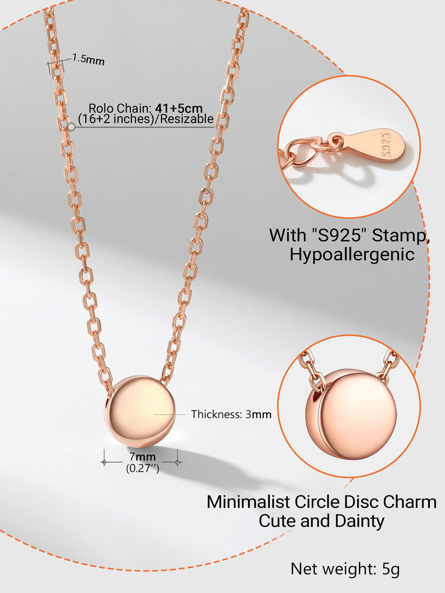 Sterling Silver Round Dot Pendant Necklace