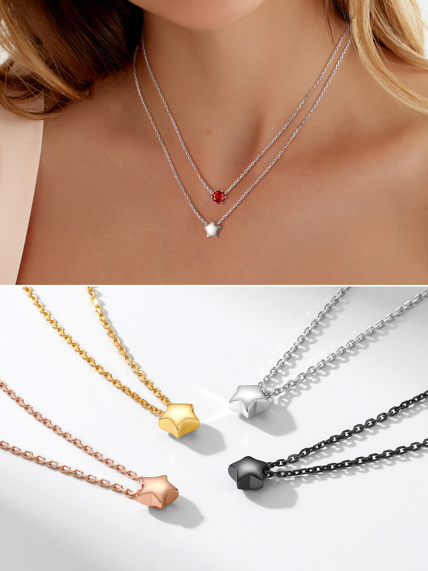 Star Dainty Pendant Necklace in Different Colors