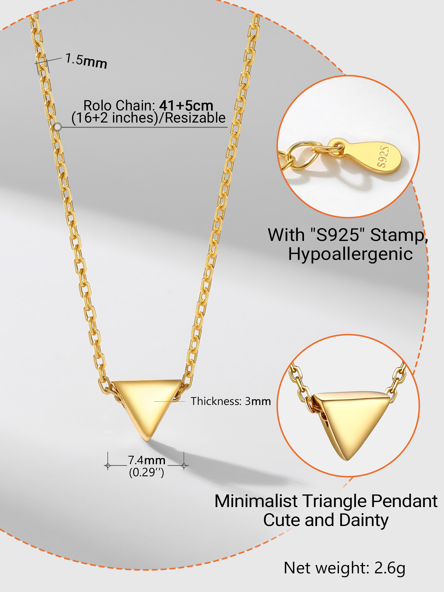 Delicate Simple Geometric Triangle  Pendant Necklaces