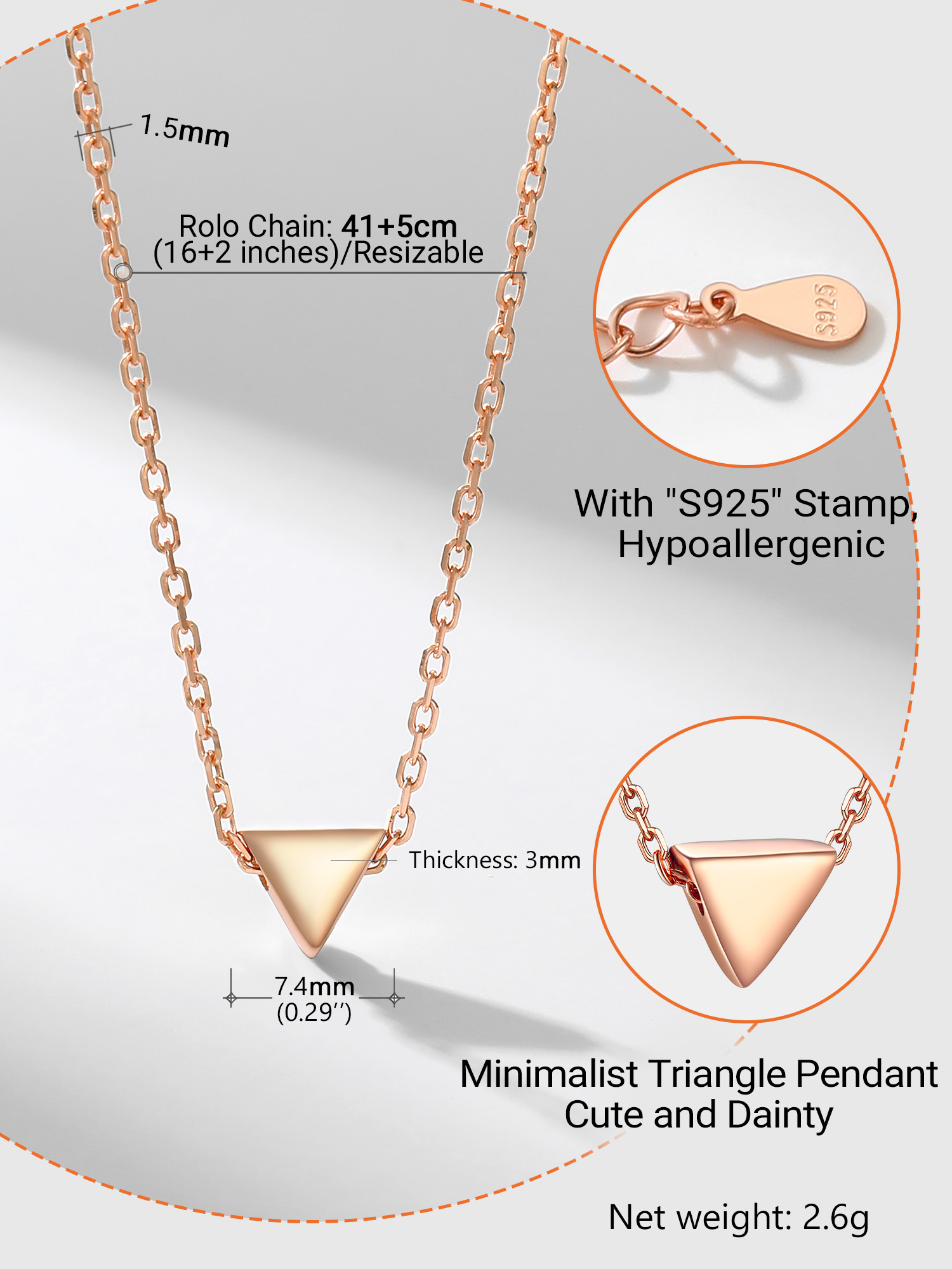 Delicate Simple Geometric Triangle  Pendant Necklaces