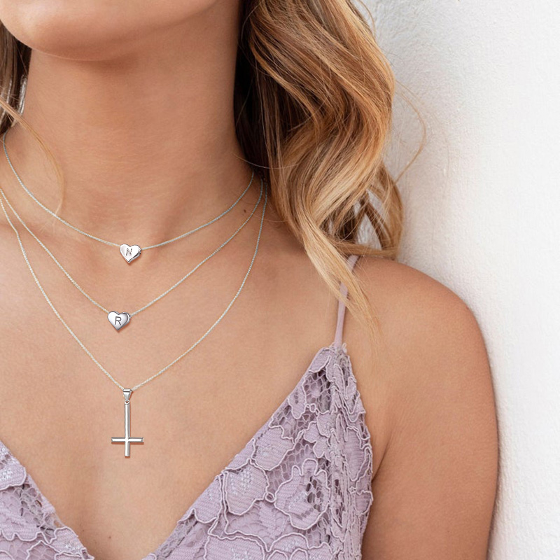 Upside Down Inverted Cross Religious Necklace 