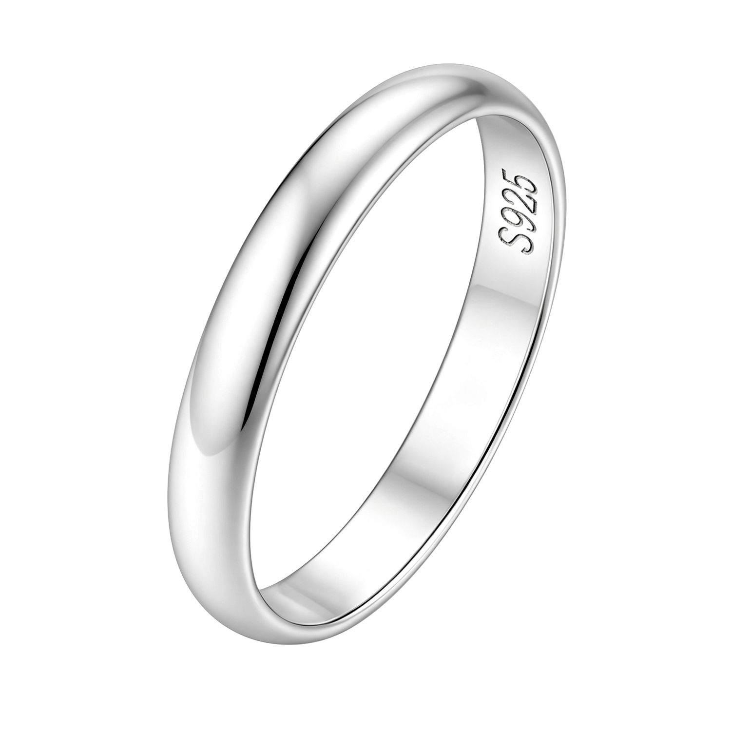 Plain Dome High Polished Wedding Band Rings