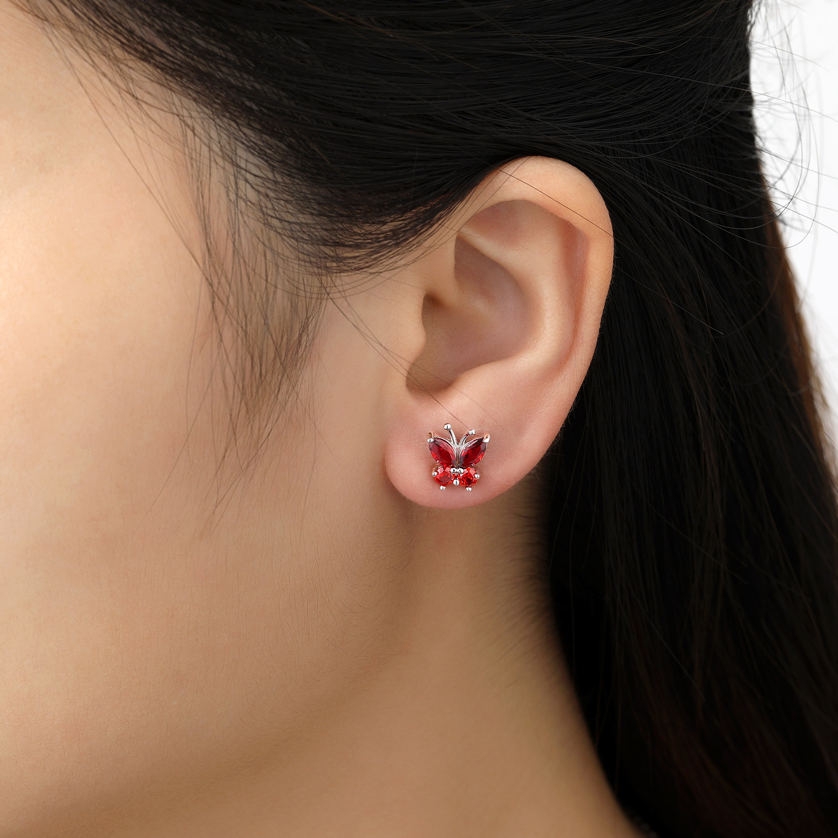 Sterling Silver Butterfly Birthstone Stud Earring for Women