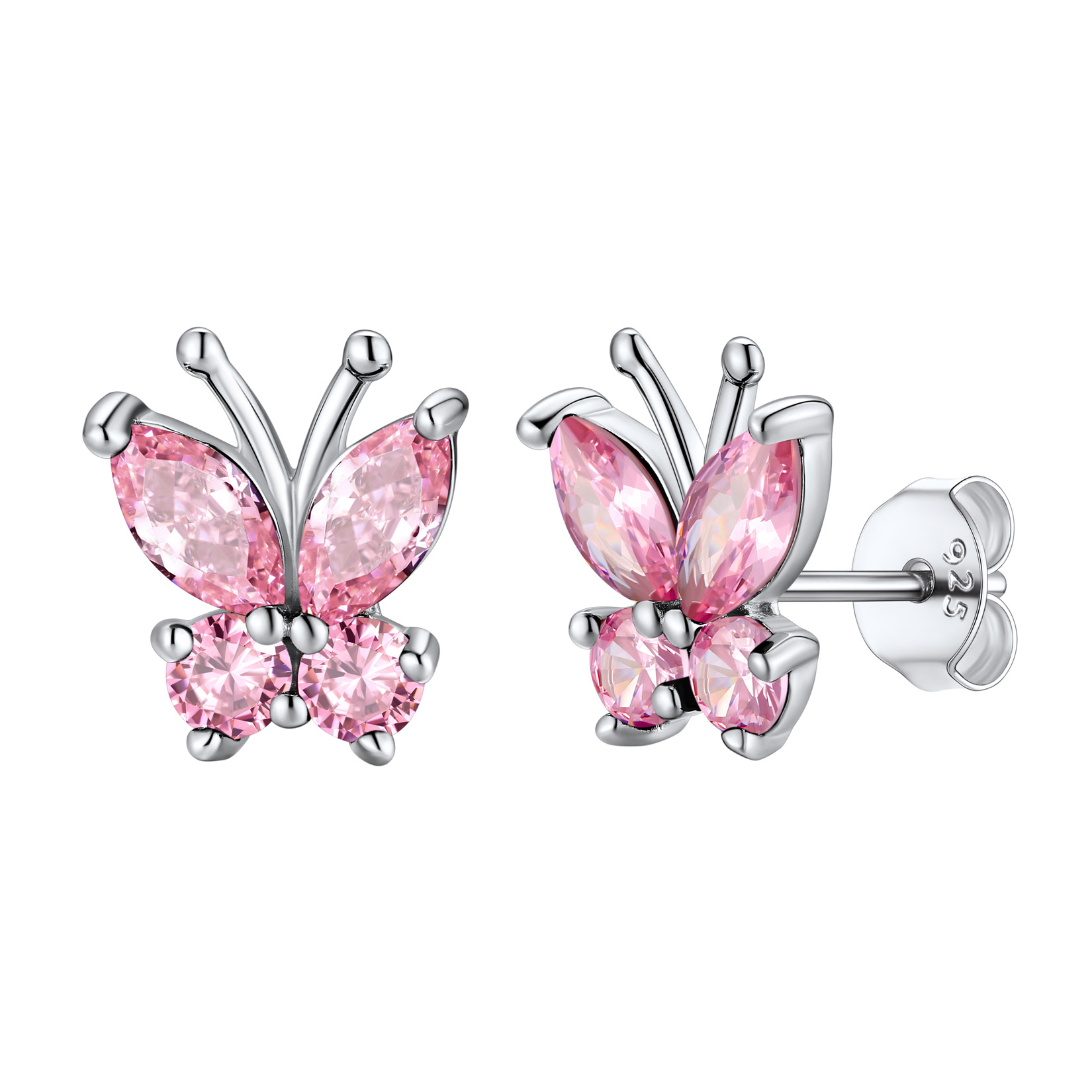 Sterling Silver Butterfly Birthstone Stud Earring