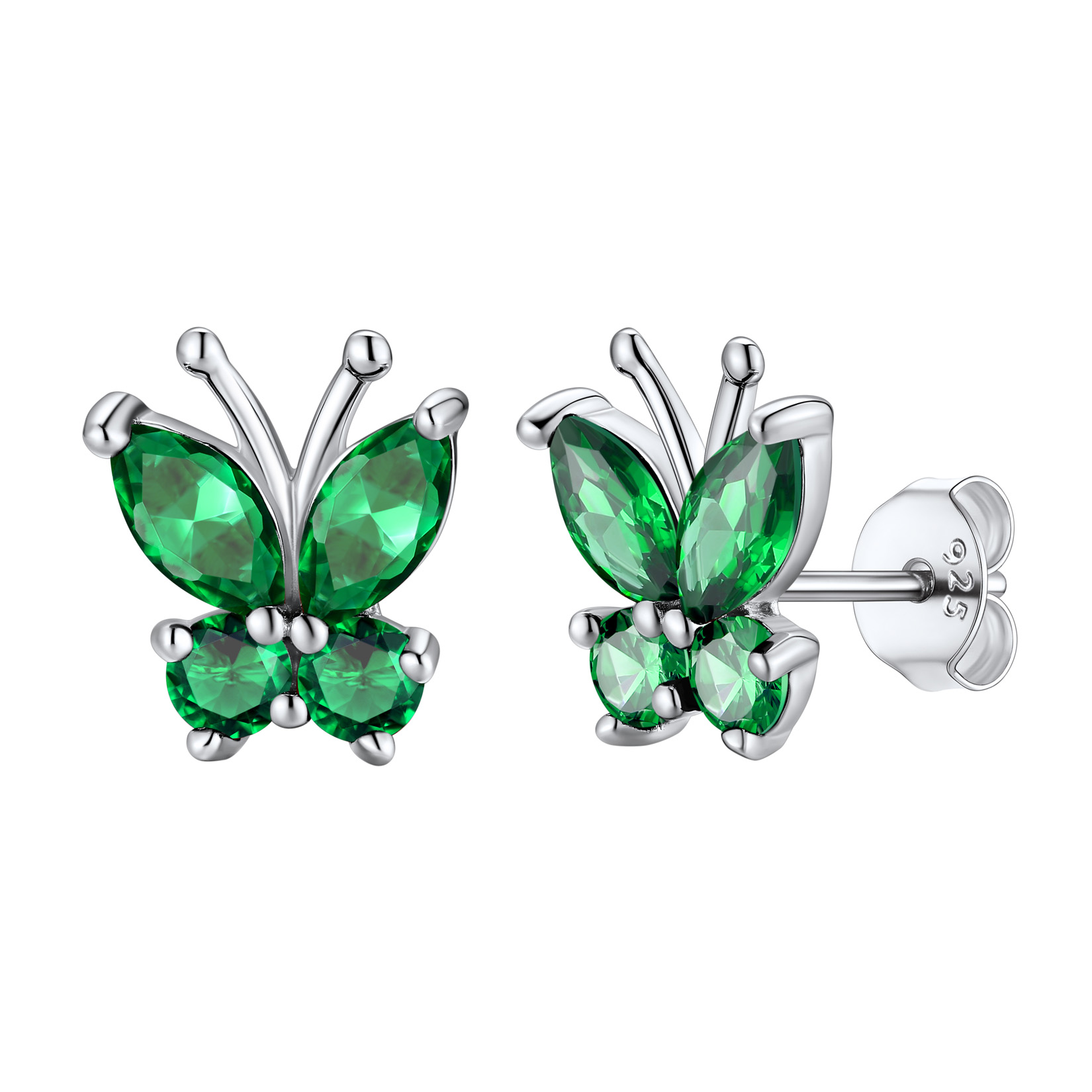 Sterling Silver Butterfly Birthstone Stud Earring