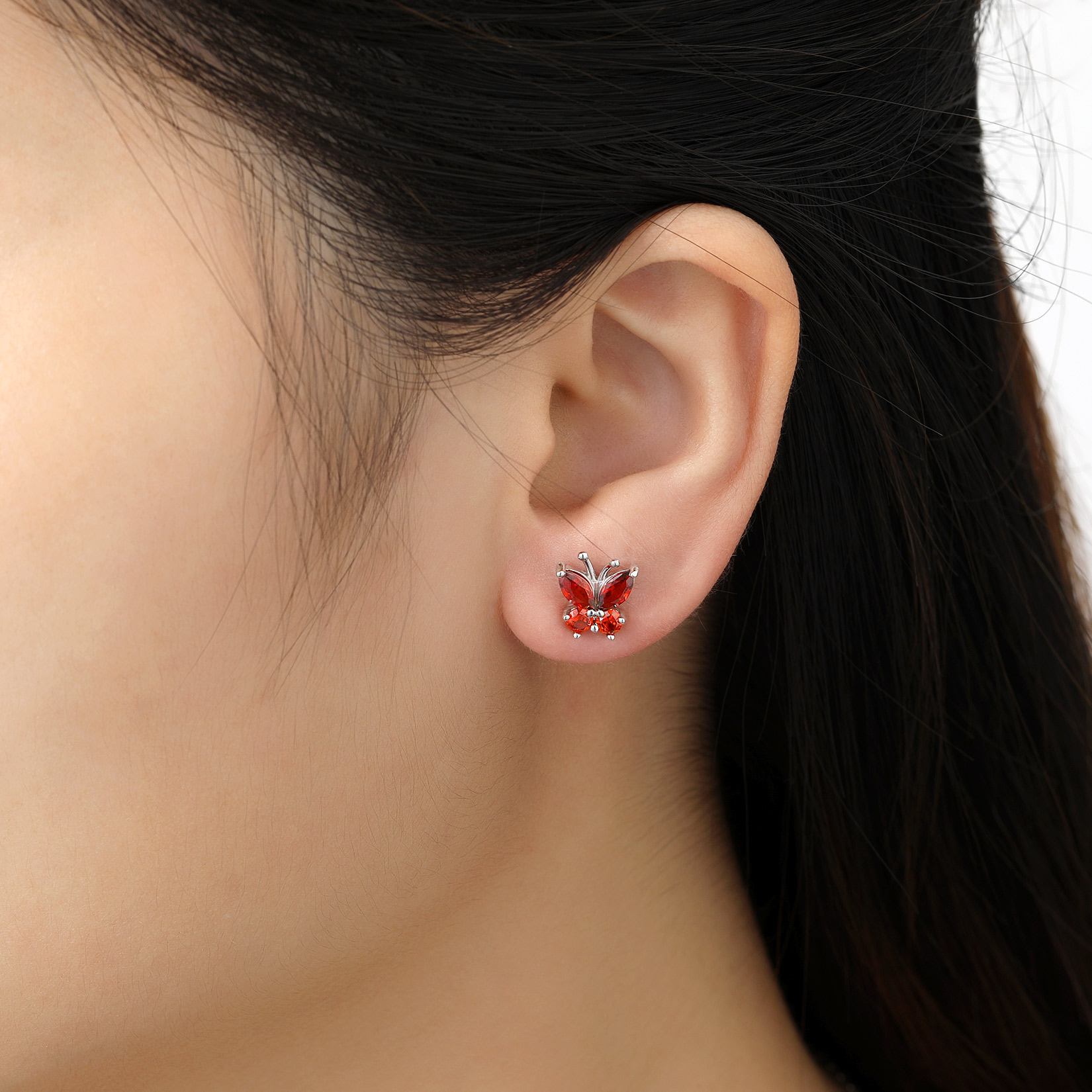 Sterling Silver Butterfly Birthstone Stud Earring for Women