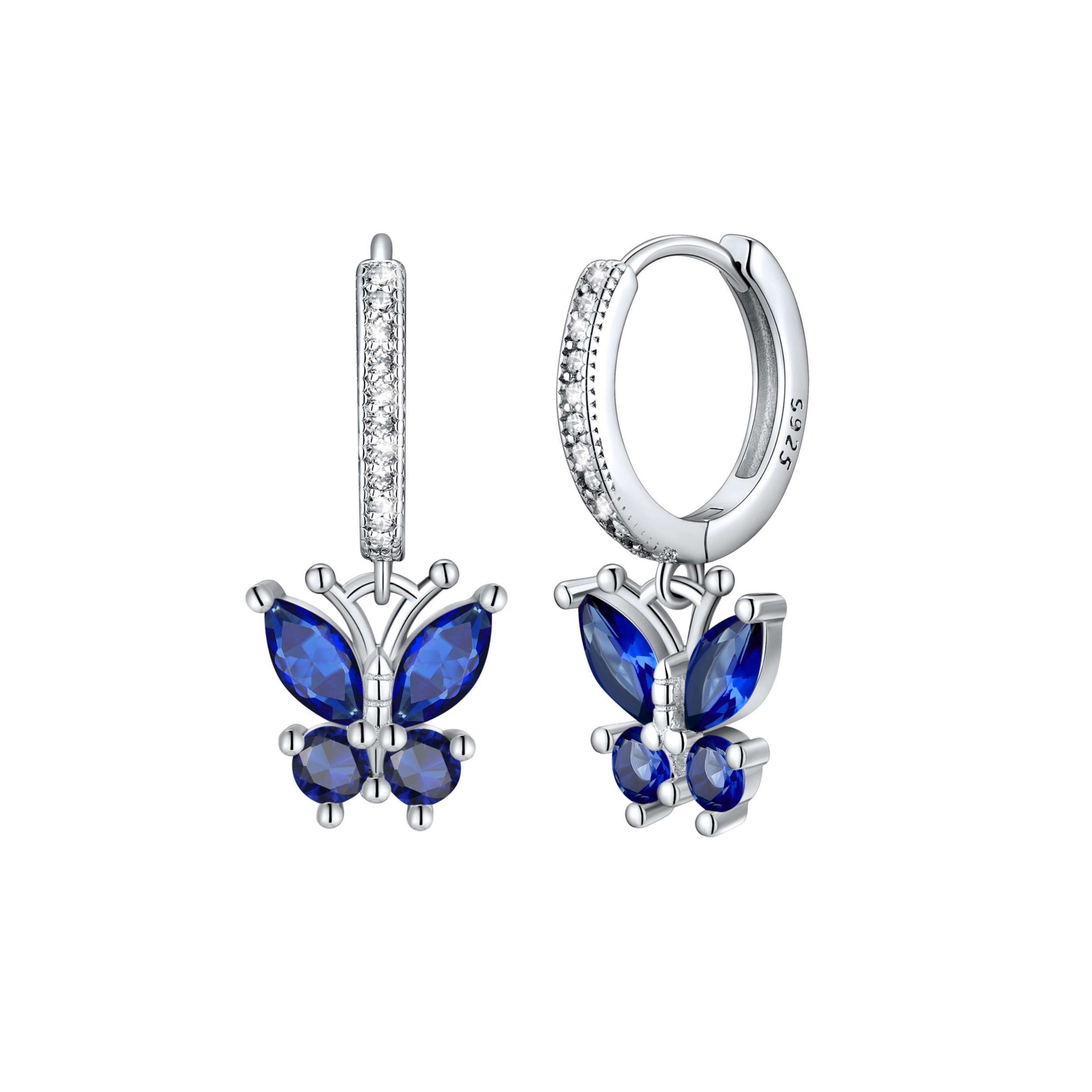Hypoallergenic Butterfly Birthstone Hoop Dangle Earrings 
