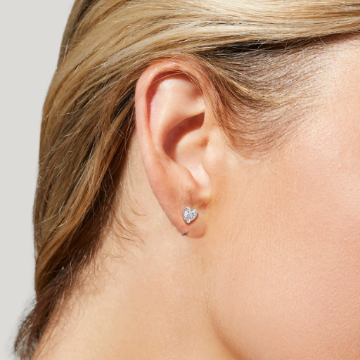 Sterling Silver Heart Huggie Earrings for Women