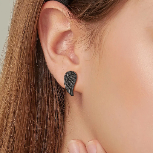 Sterling Silver Angel Wing Stud Earrings for Women