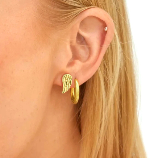 Sterling Silver Angel Wing Stud Earrings for Women