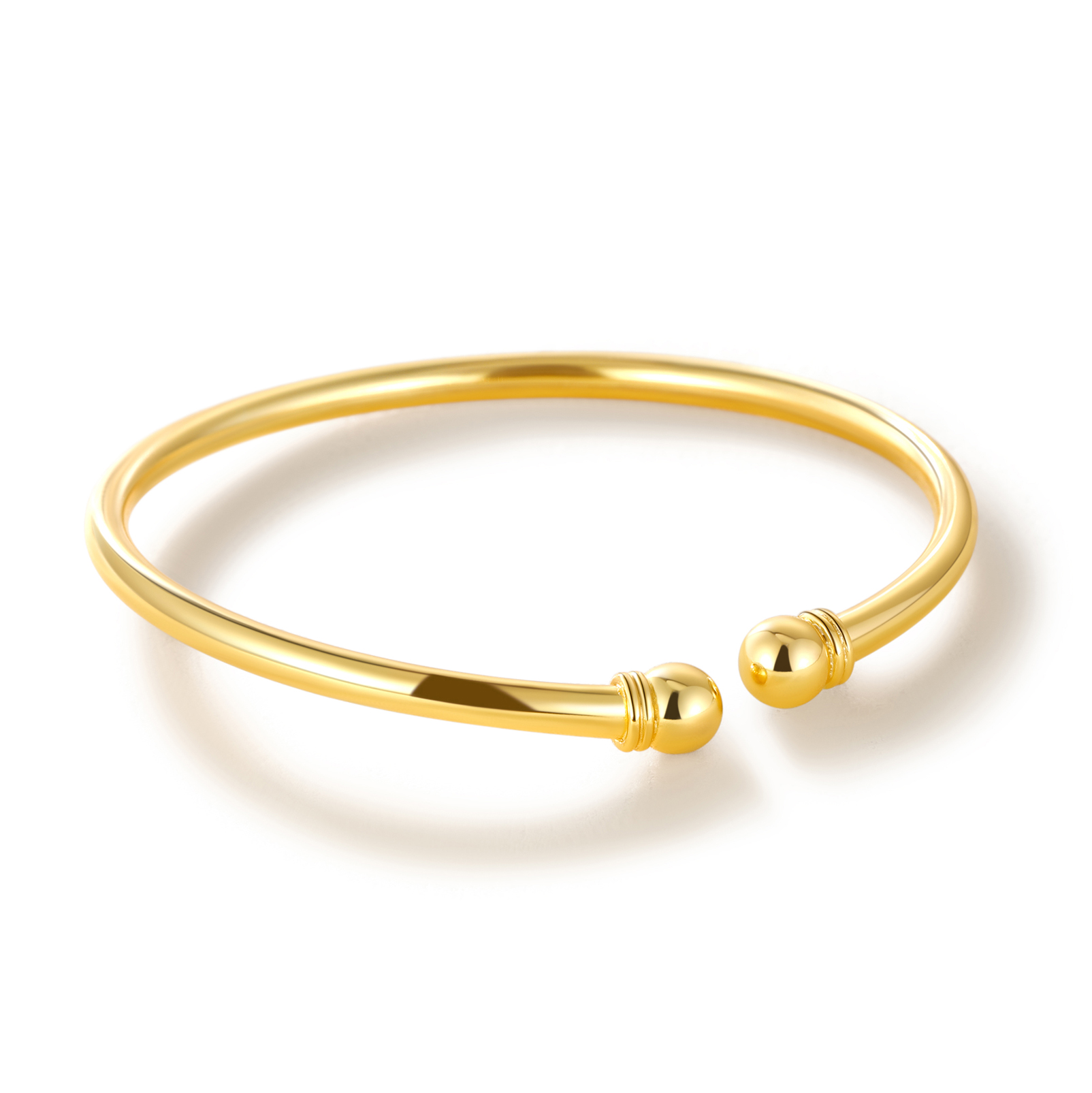 Two Bead Cuff Simple Open Bangle Bracelet