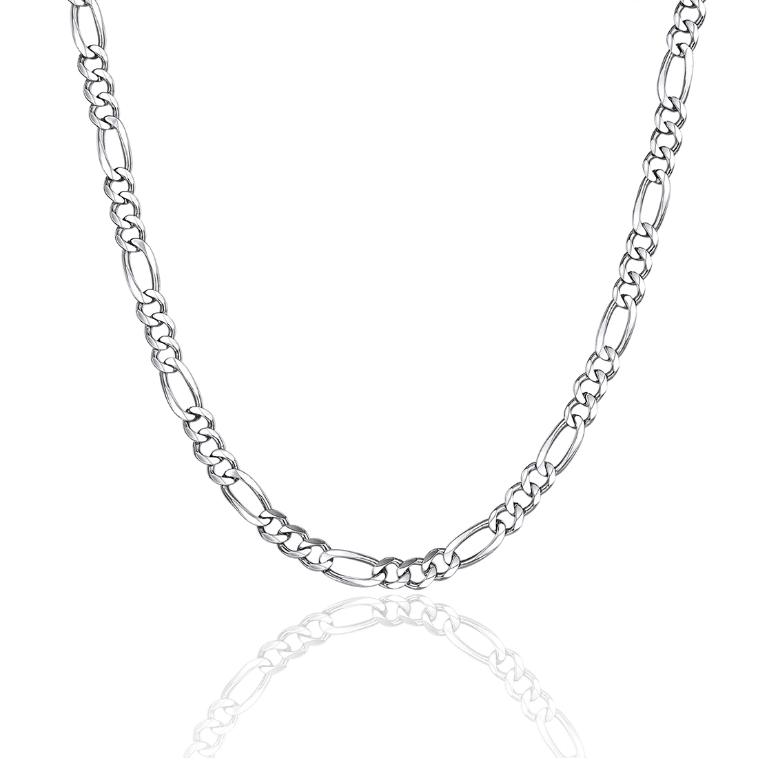  3mm-5mm Silver Figaro Chain Necklace For Women