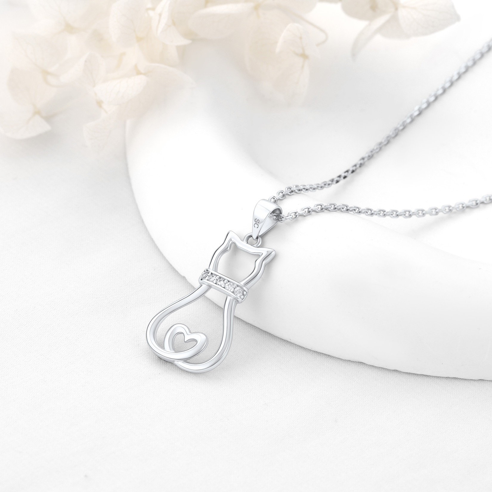 Sterling Silver ChicSilver Cat Pendant Necklaces for Cat Lovers, ChicSilver Jewelry gift Package, memorial gift