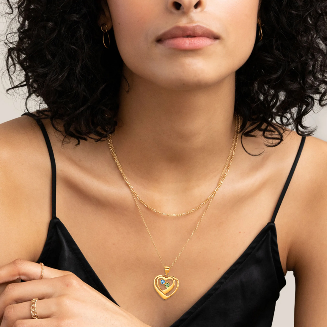 Heart surround Birthstone Engraved Necklace for Women, Ladies, Mother, Friends, Couples, girlfriend