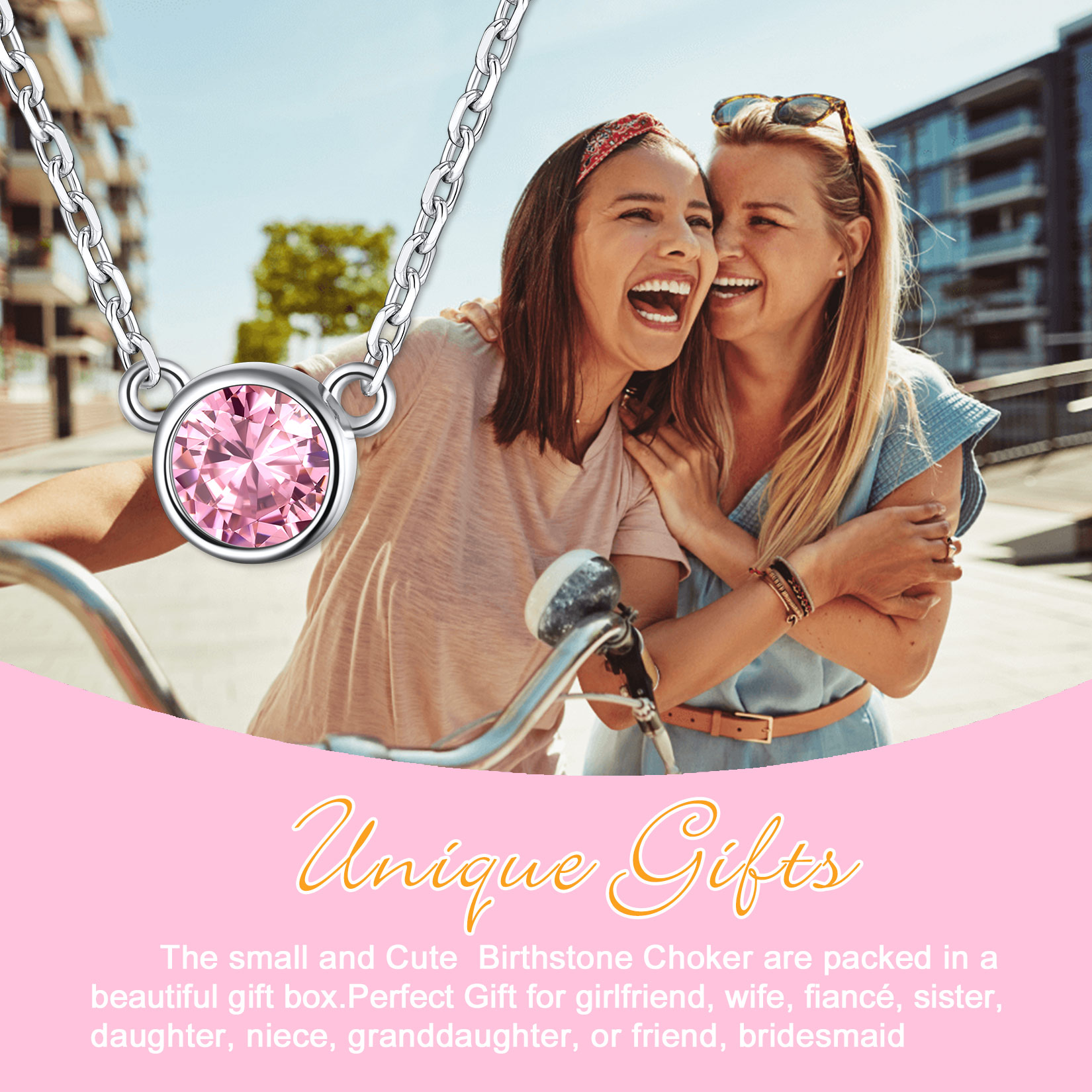 Halo Round Gem Birthstone Necklace, ChicSilver Jewelry gift Package, memorial gift