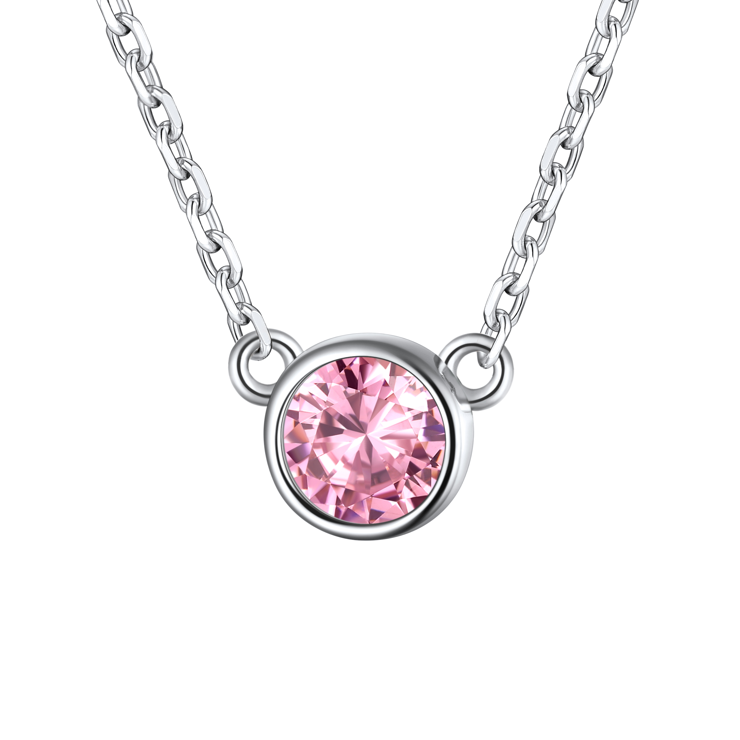 Halo Round Gem Birthstone Necklace