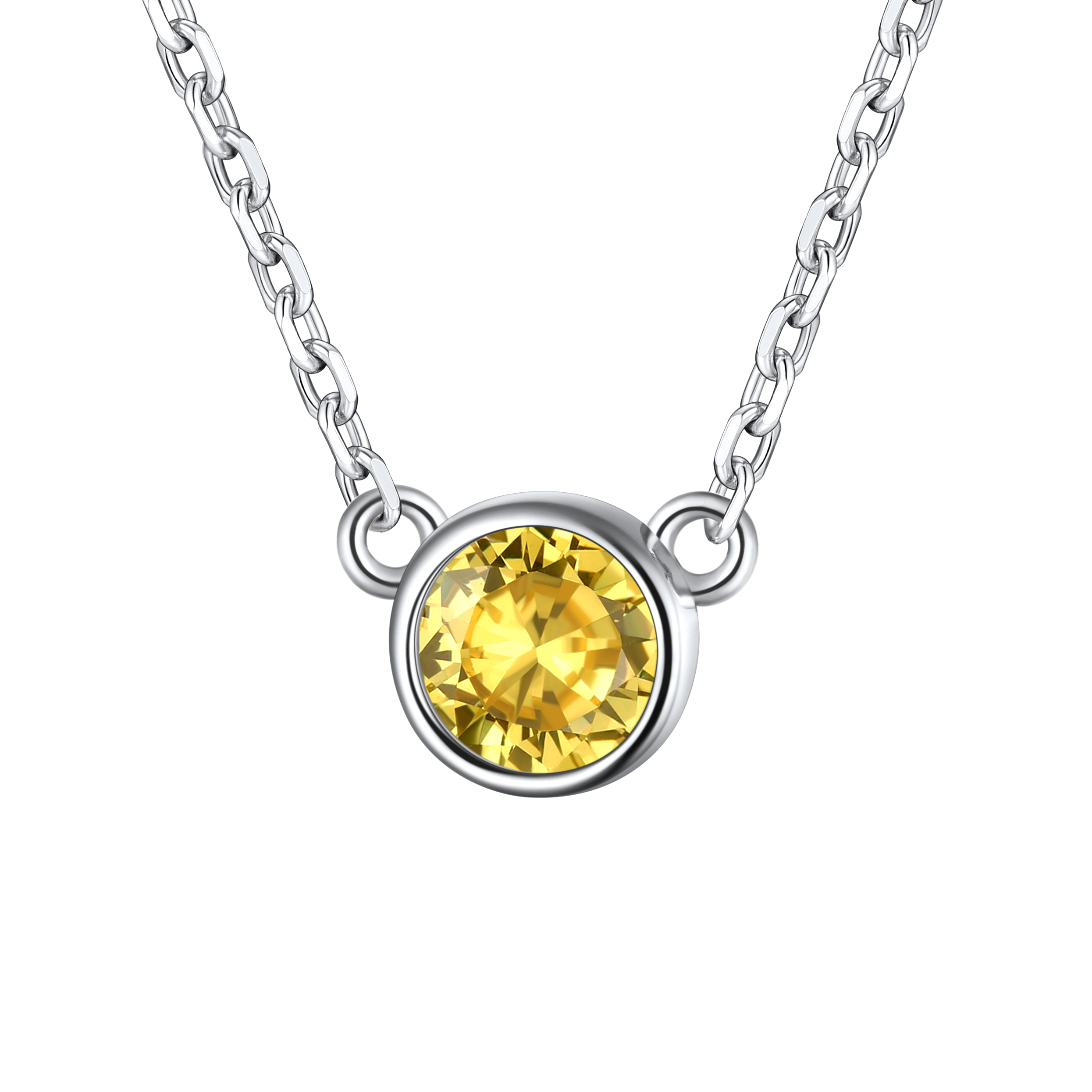 Halo Round Gem Birthstone Necklace