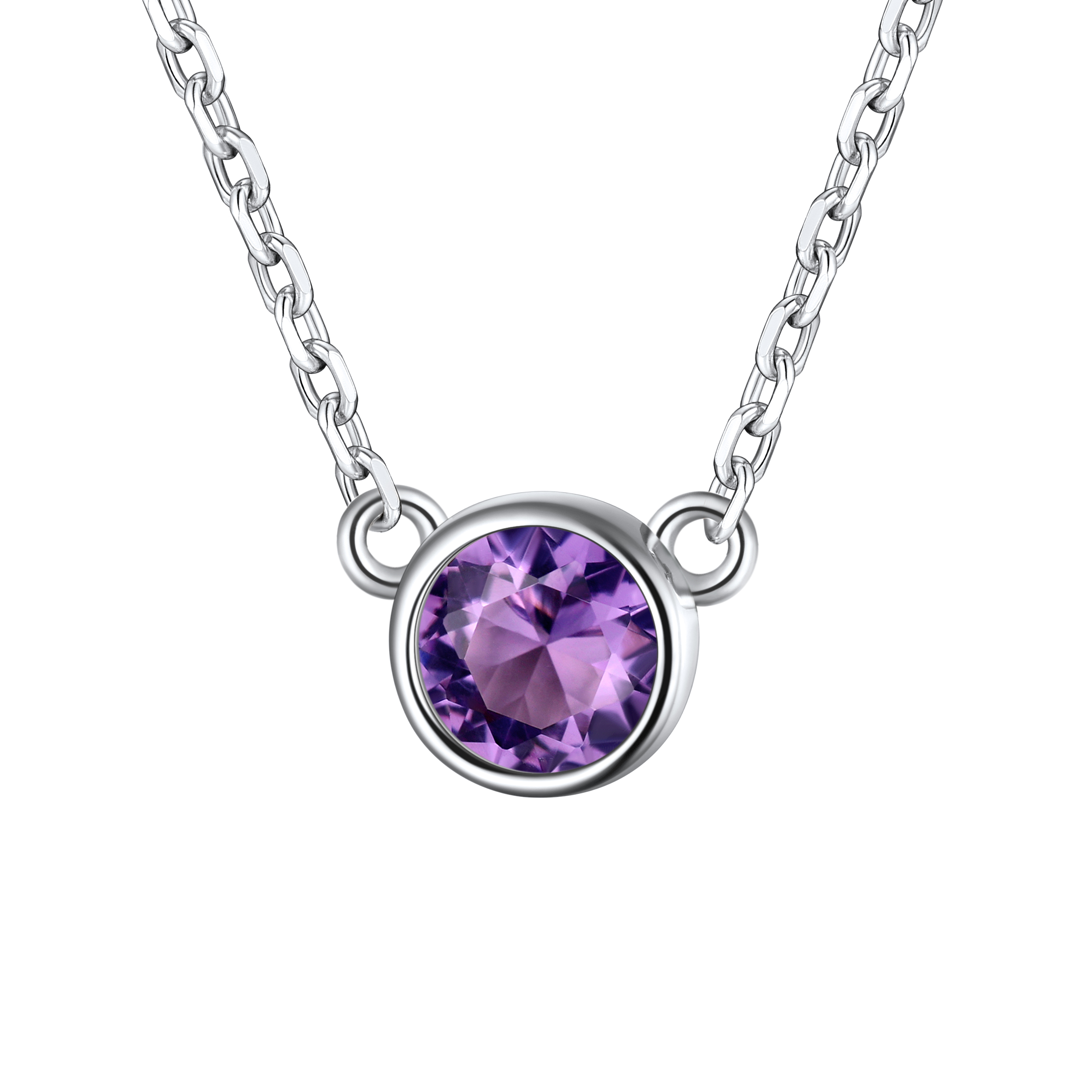 Halo Round Gem Birthstone Necklace