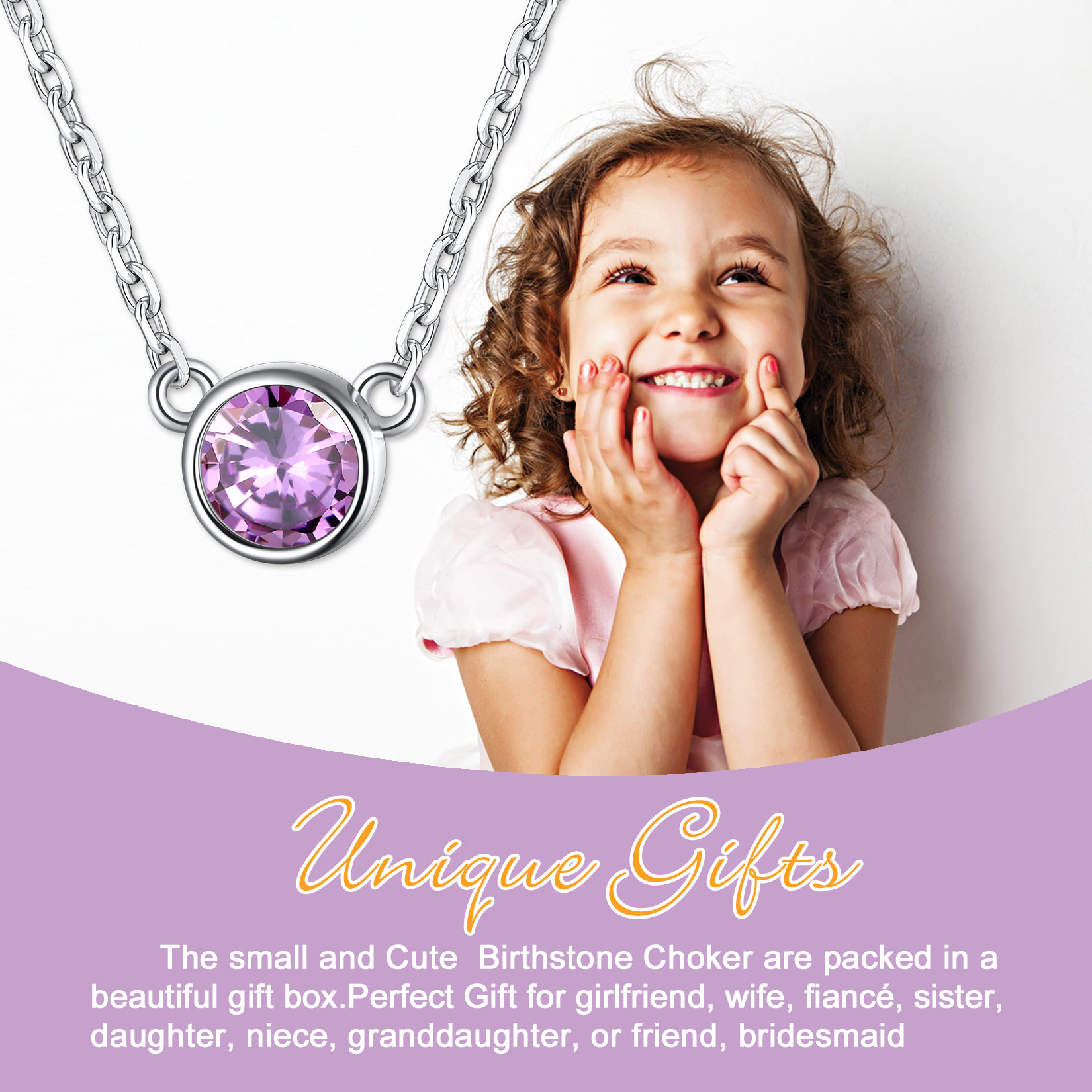 Halo Round Gem Birthstone Necklace, ChicSilver Jewelry gift Package, memorial gift