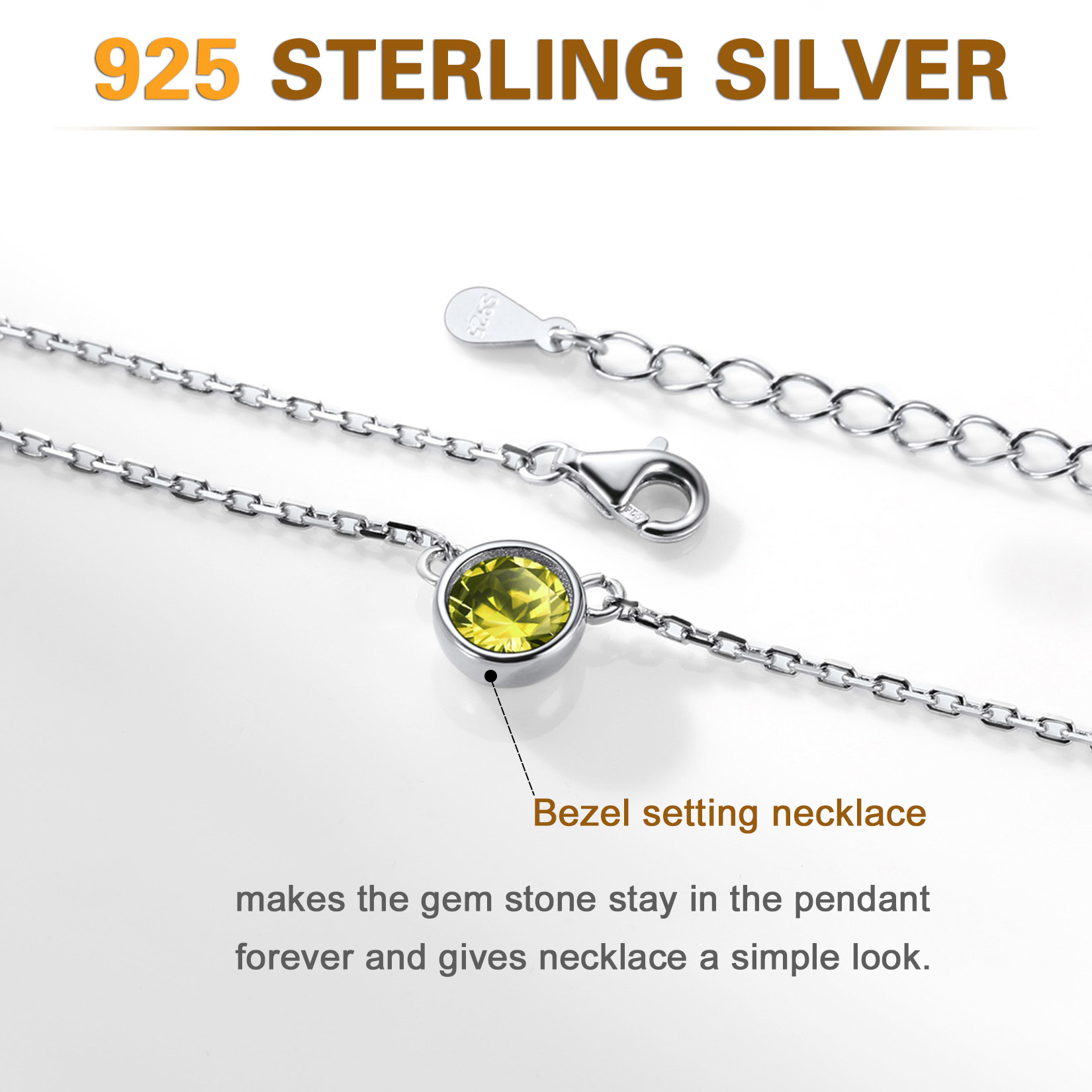 Sterling Silver ChicSilver Halo Round Gem Birthstone Necklace