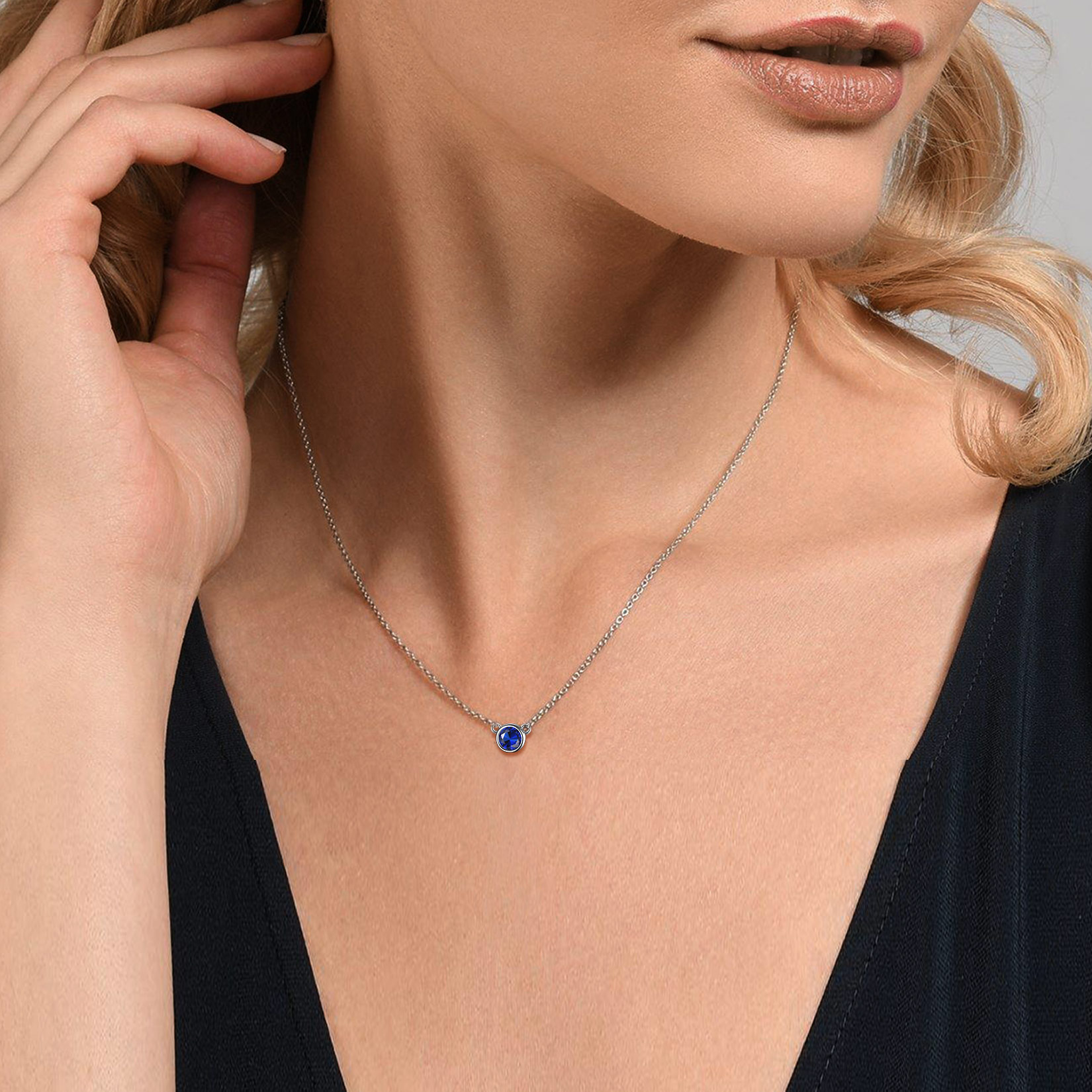 Halo Round Gem Birthstone Necklace for Women, Ladies, Mother, Friends, girlfriend