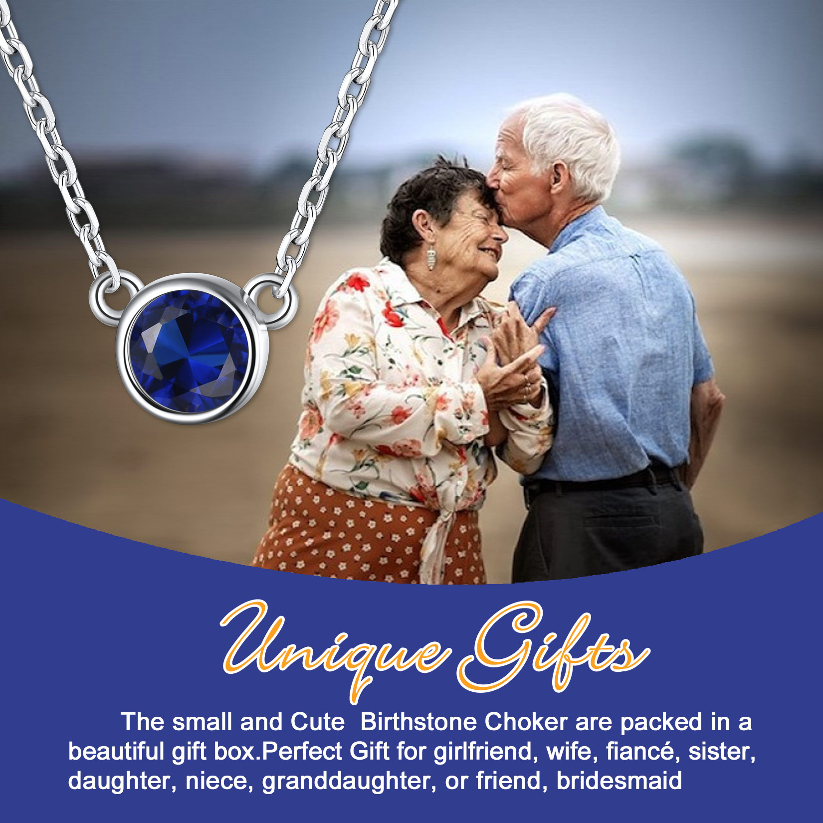 Halo Round Gem Birthstone Necklace, ChicSilver Jewelry gift Package, memorial gift