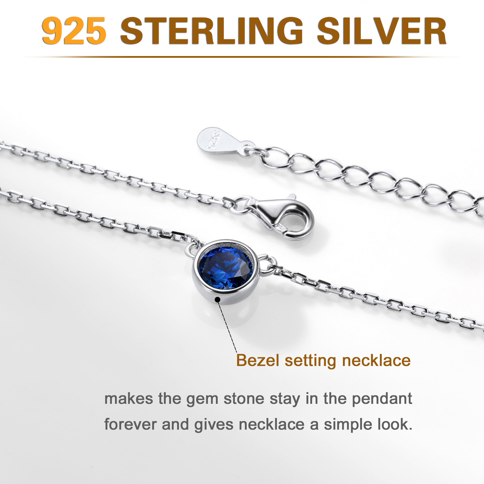Sterling Silver ChicSilver Halo Round Gem Birthstone Necklace
