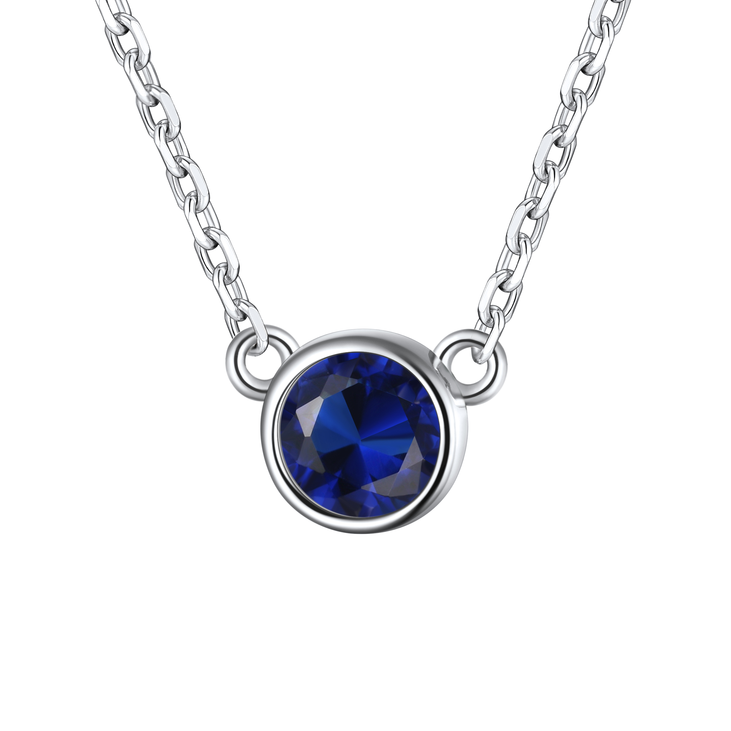 Halo Round Gem Birthstone Necklace