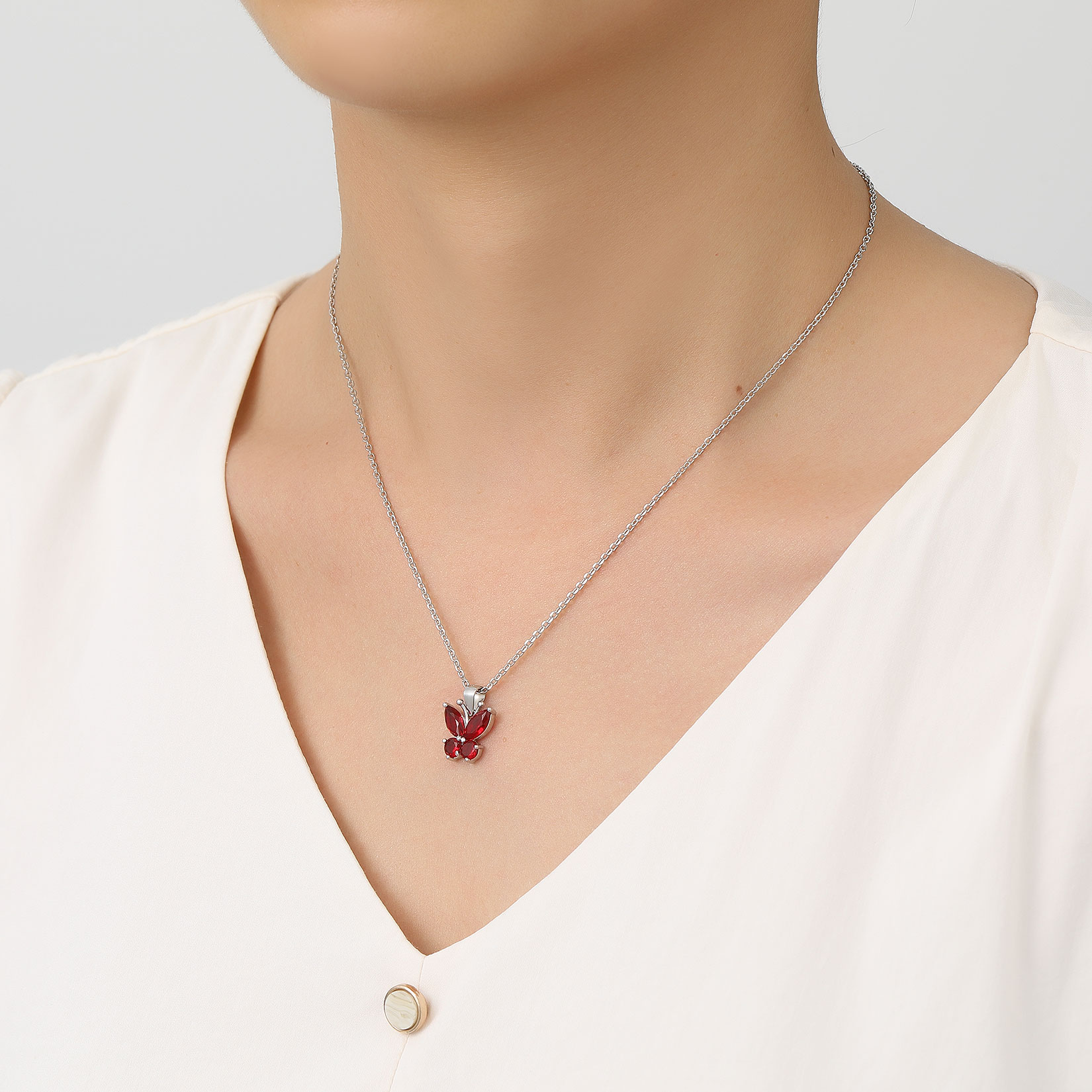 Cute Sparkle Cubic Zirconia Birthstone Butterfly Necklace for Women, Ladies,  girlfriend, wife