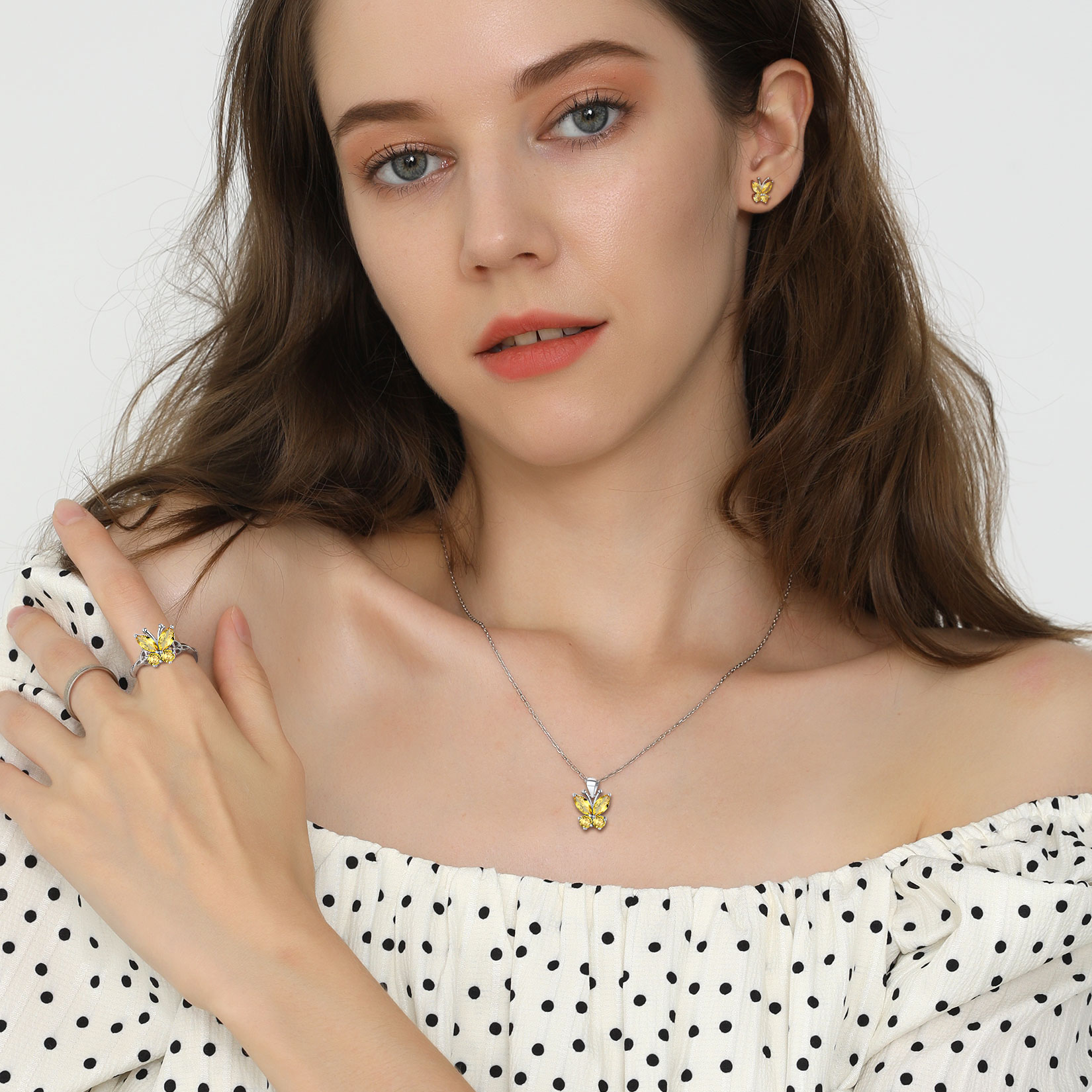 Cute Sparkle Cubic Zirconia Birthstone Butterfly Necklace for Women, Ladies,  girlfriend, wife