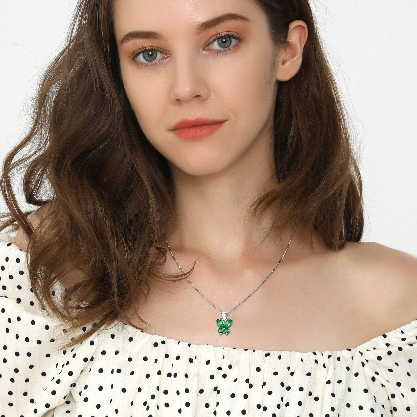 Cute Sparkle Cubic Zirconia Birthstone Butterfly Necklace for Women, Ladies,  girlfriend, wife