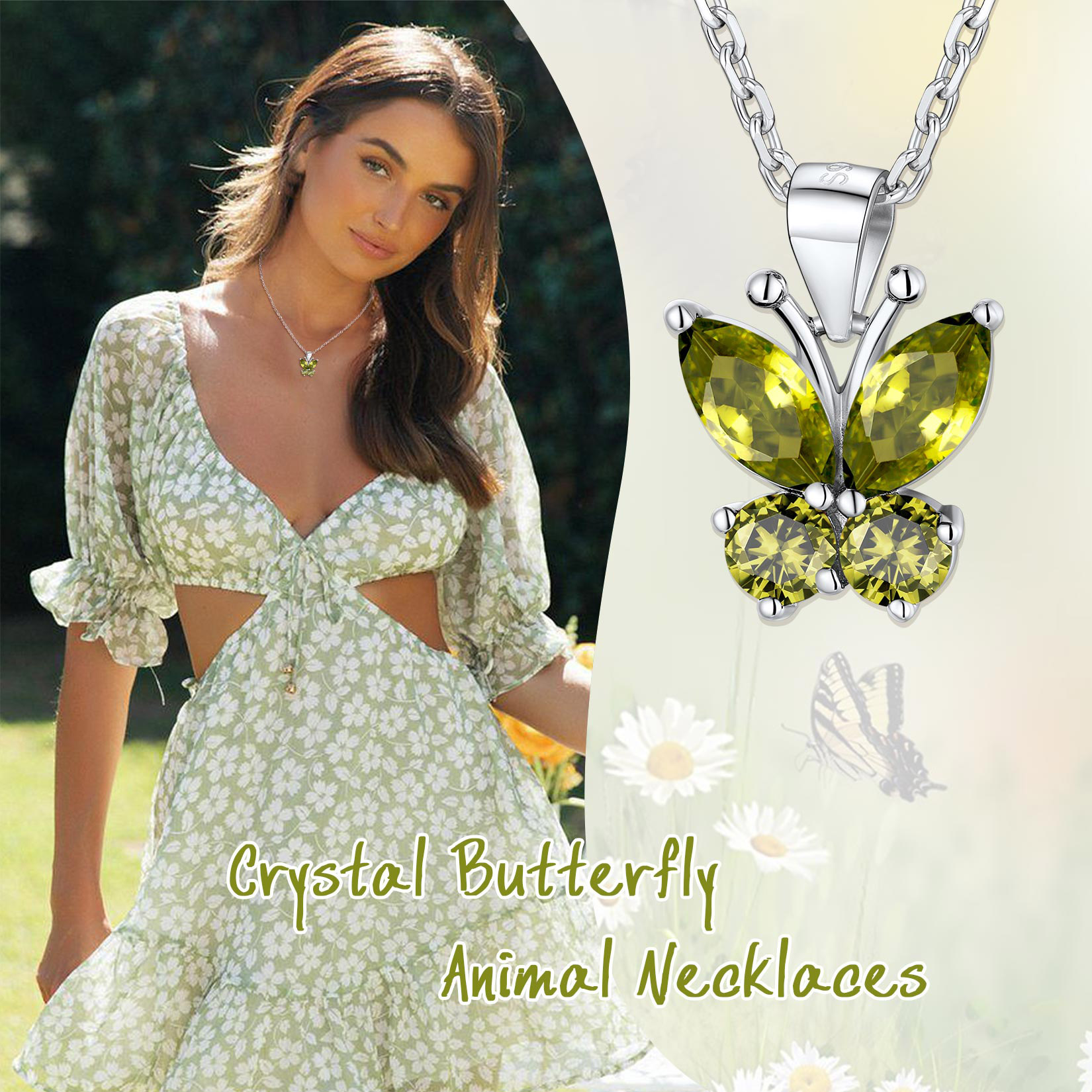 Sterling Silver ChicSilver Cute Sparkle Cubic Zirconia Birthstone Butterfly Necklace 