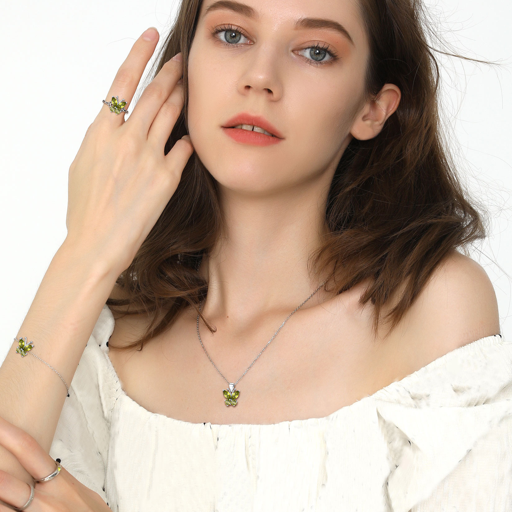 Cute Sparkle Cubic Zirconia Birthstone Butterfly Necklace for Women, Ladies,  girlfriend, wife