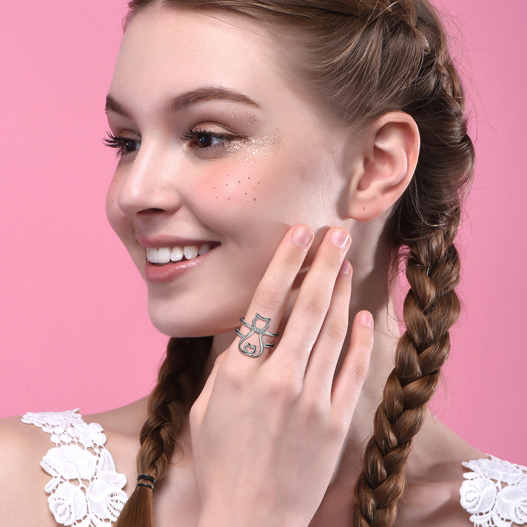 Adjustable Cat Band Rings Cat Rings for Women/Ladies/Mother/Friends/girlfriend/teenager