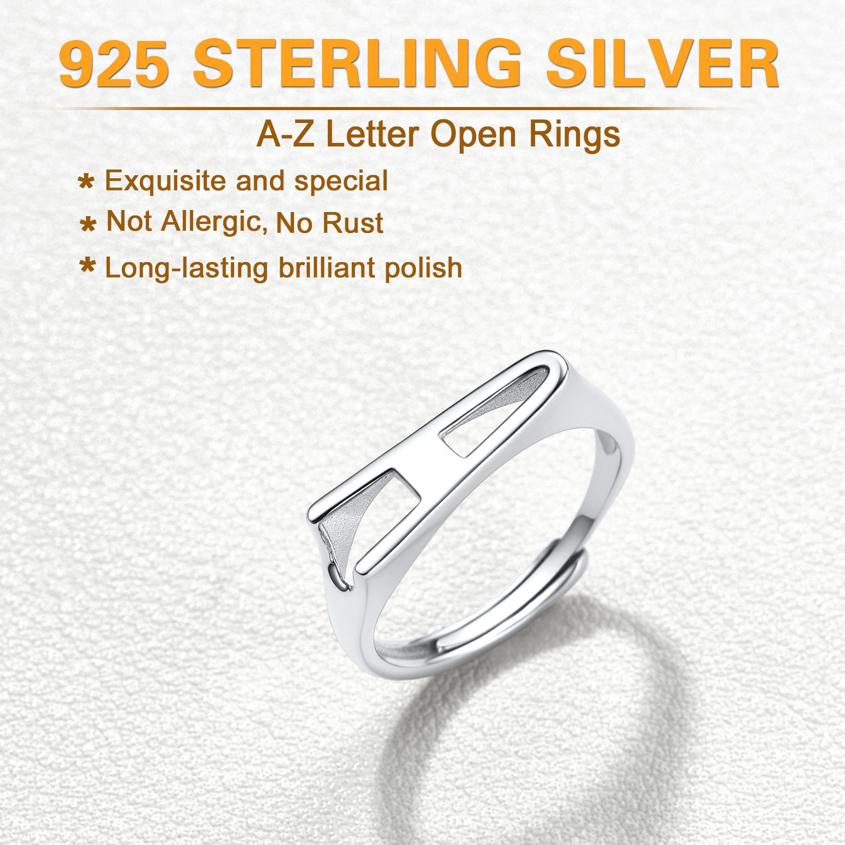 Sterling Silver ChicSilver Silver Adjustable Capital Initial Letter Rings 