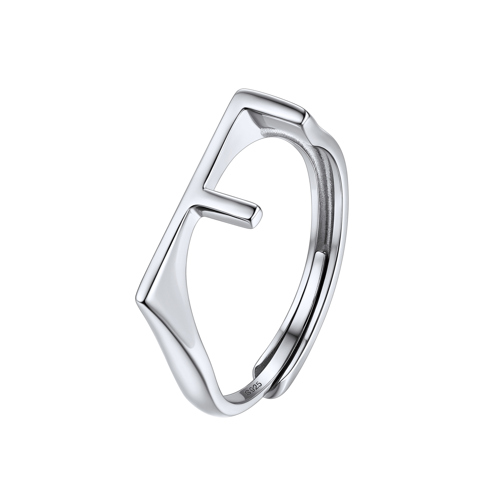 Silver Adjustable Capital Initial Letter Rings 