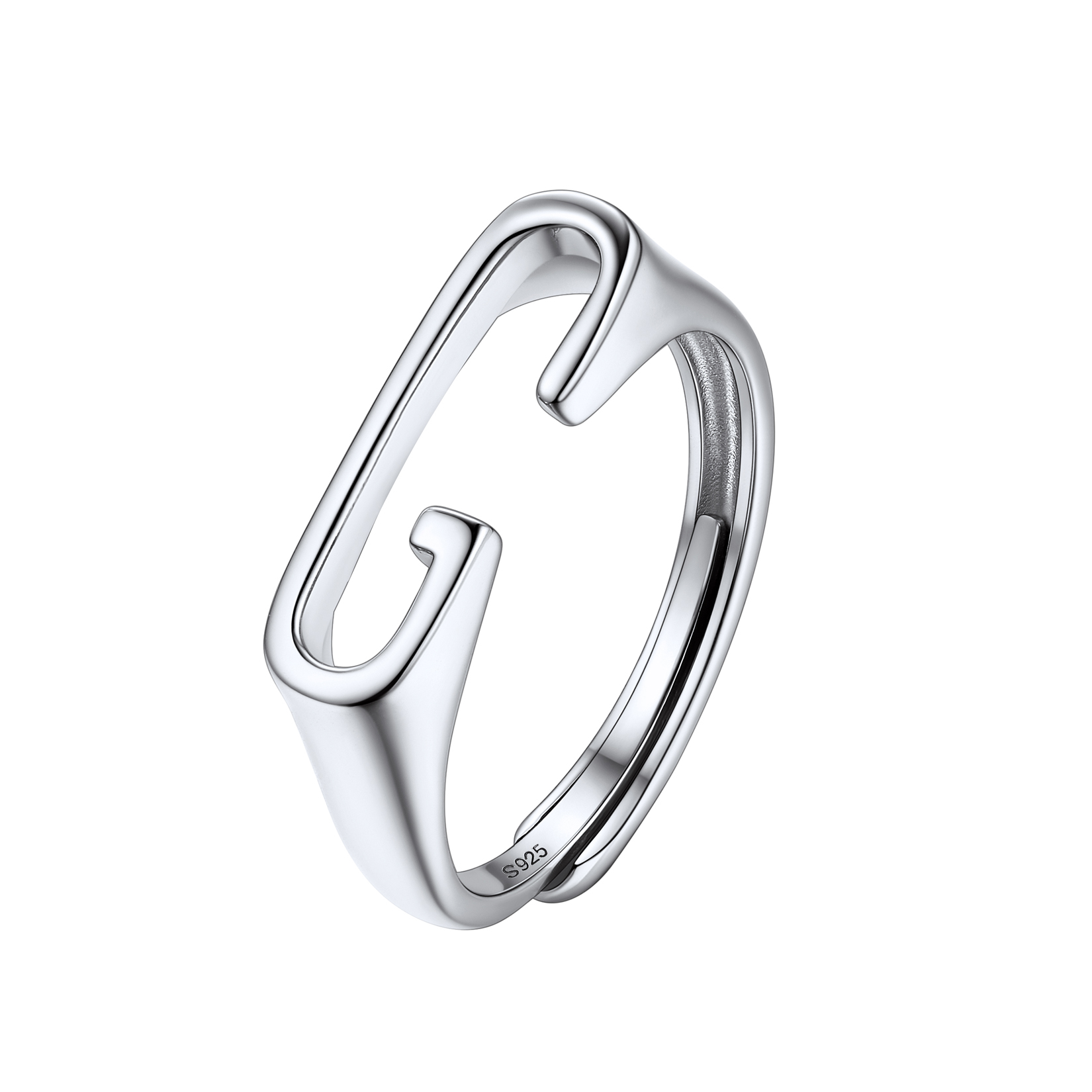 Silver Adjustable Capital Initial Letter Rings 