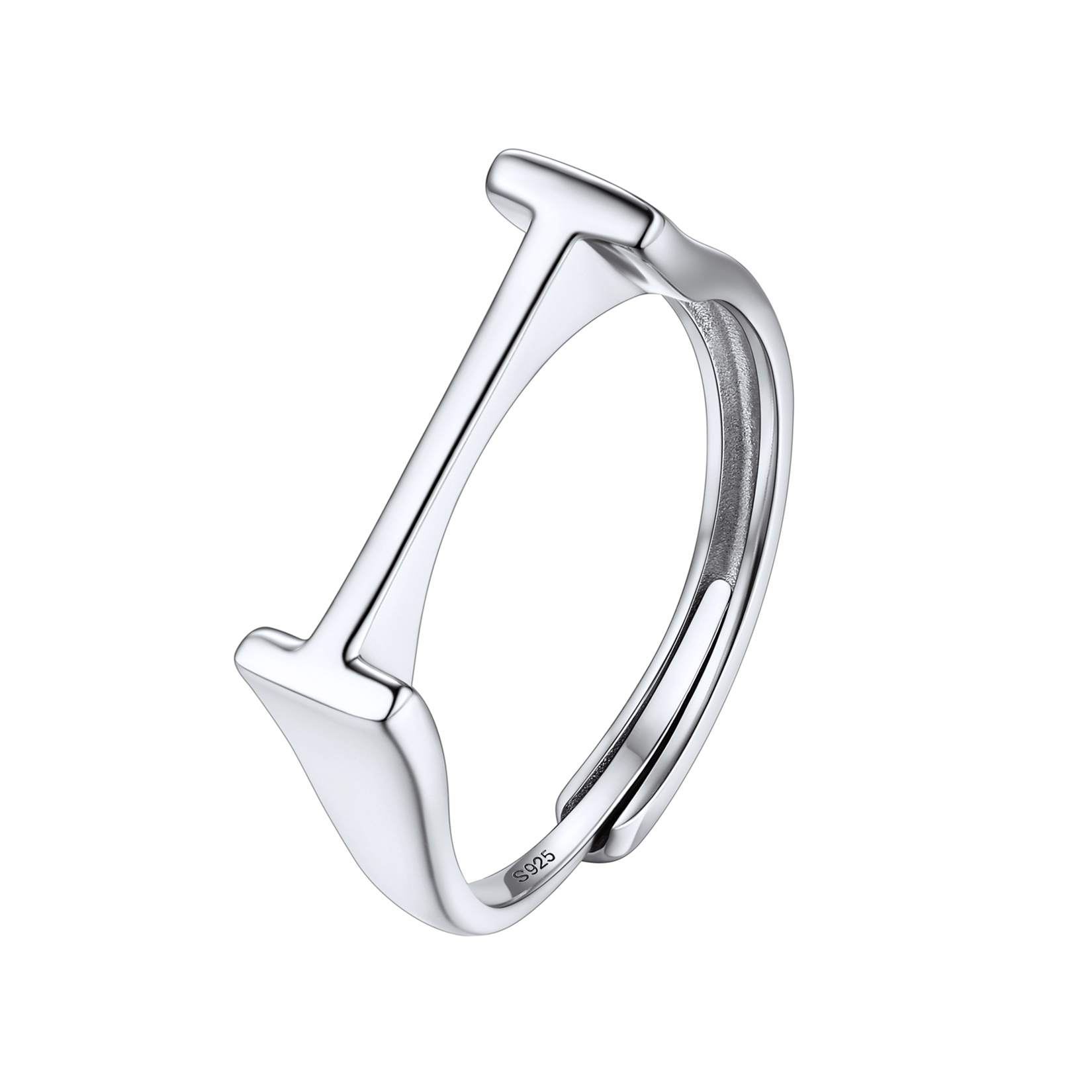 Silver Adjustable Capital Initial Letter Rings 