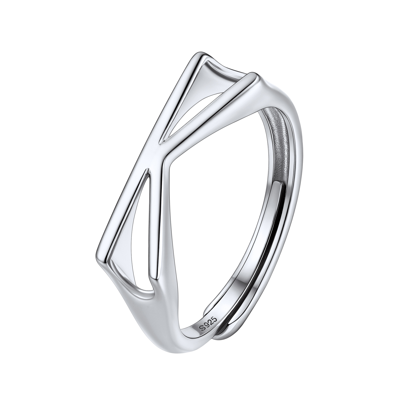Silver Adjustable Capital Initial Letter Rings 