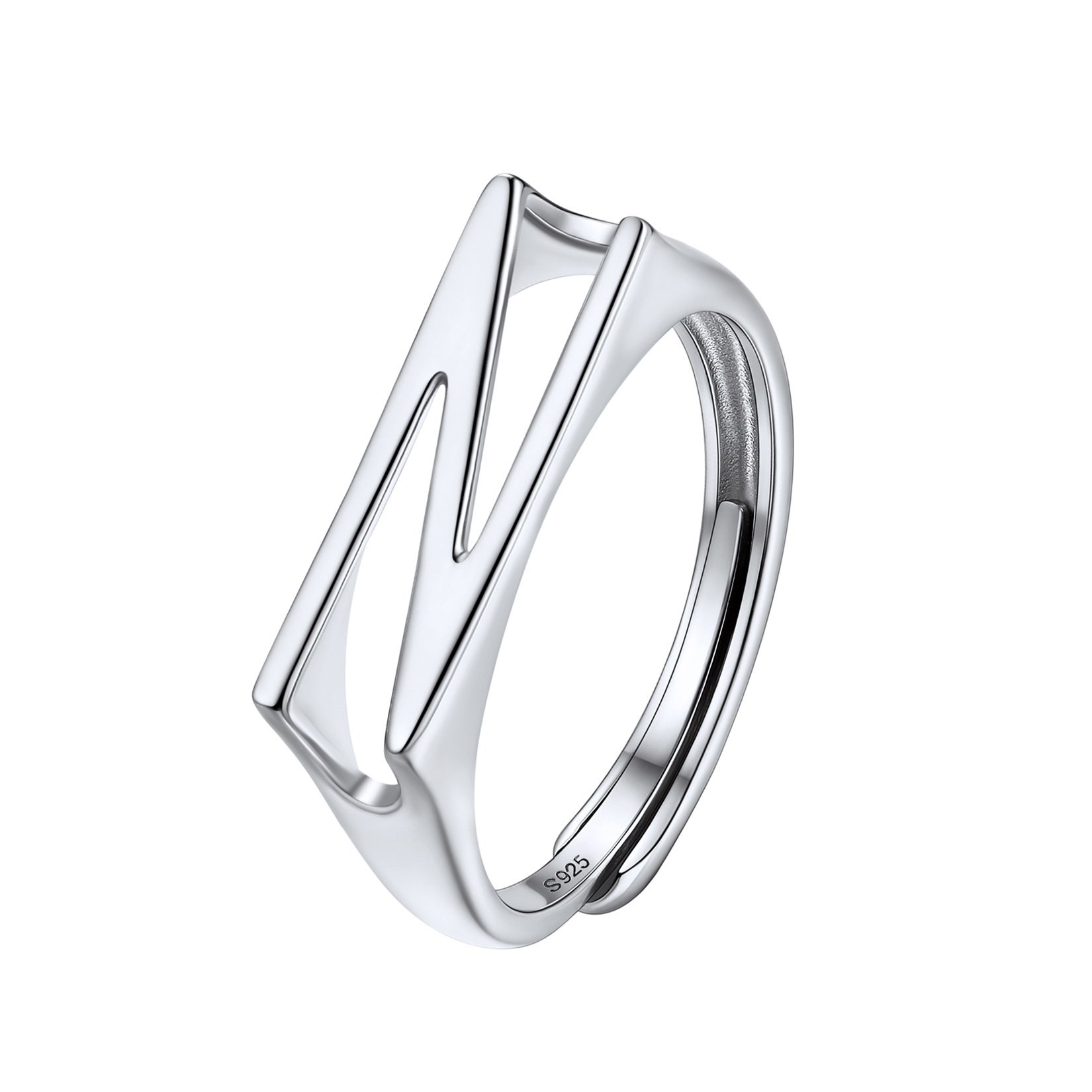 Silver Adjustable Capital Initial Letter Rings 