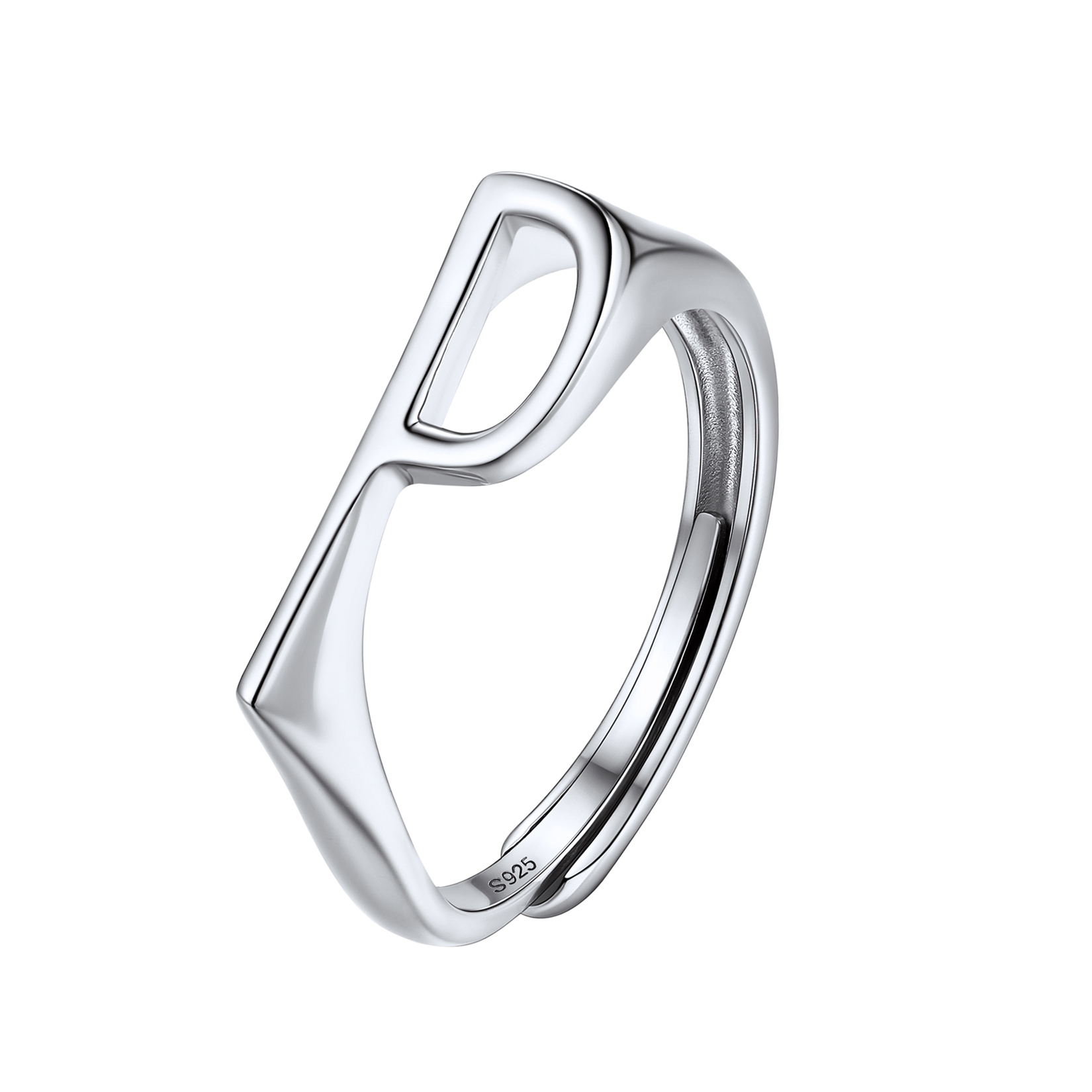 Silver Adjustable Capital Initial Letter Rings 