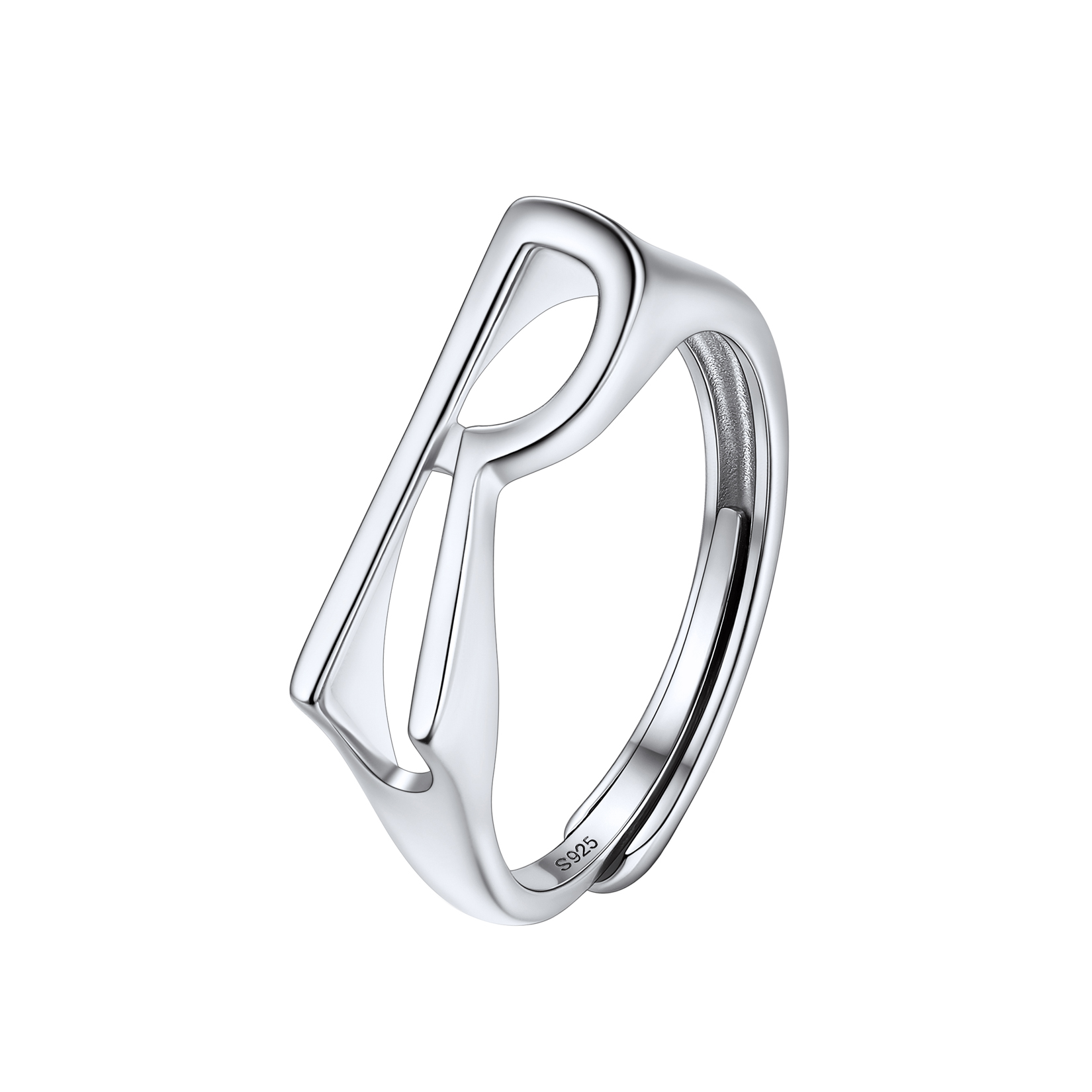 Silver Adjustable Capital Initial Letter Rings 