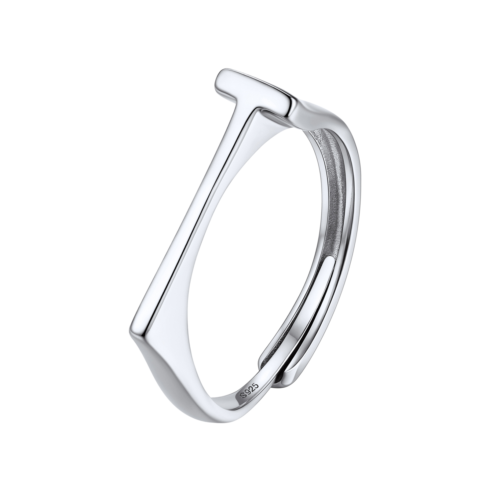 Silver Adjustable Capital Initial Letter Rings 