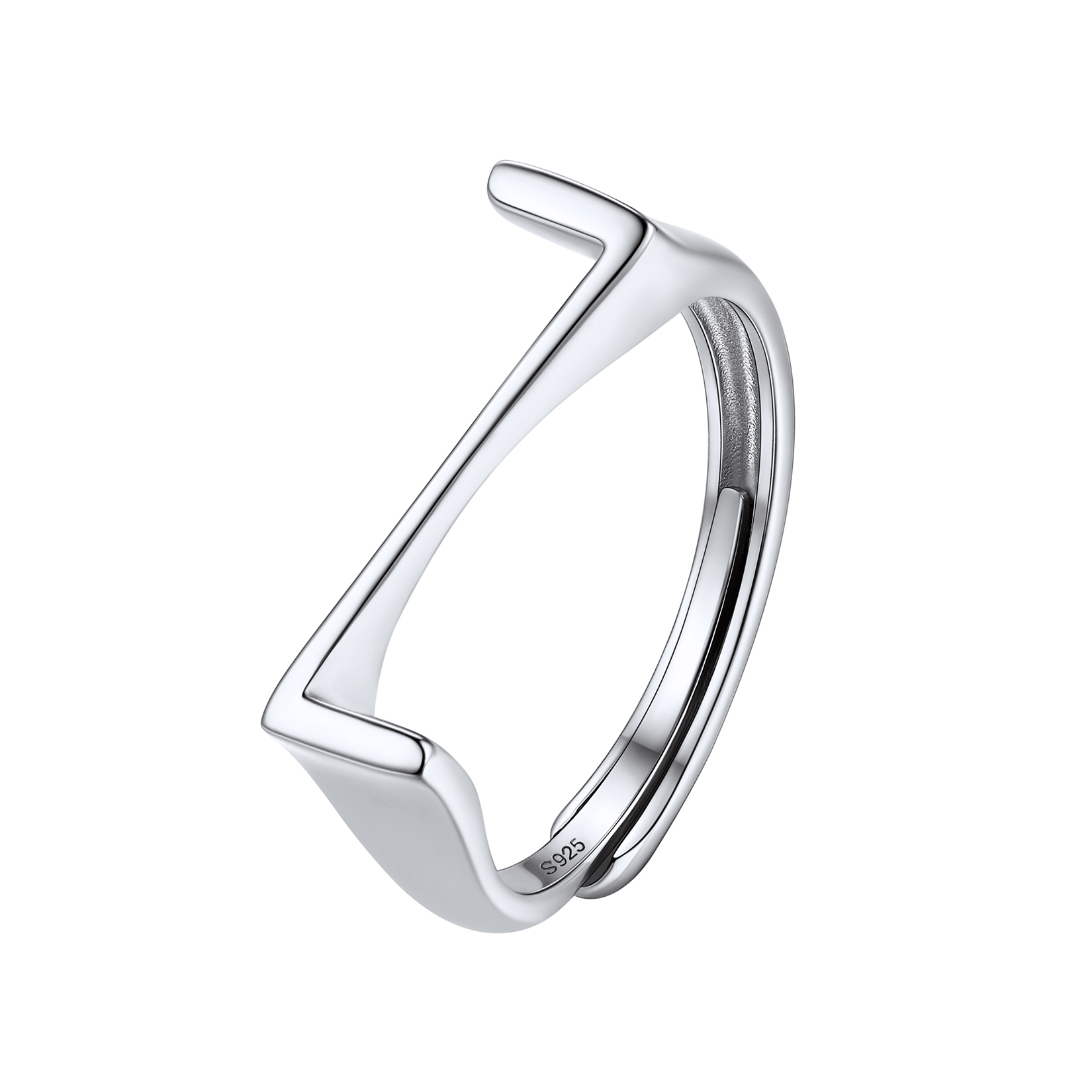 Silver Adjustable Capital Initial Letter Rings 