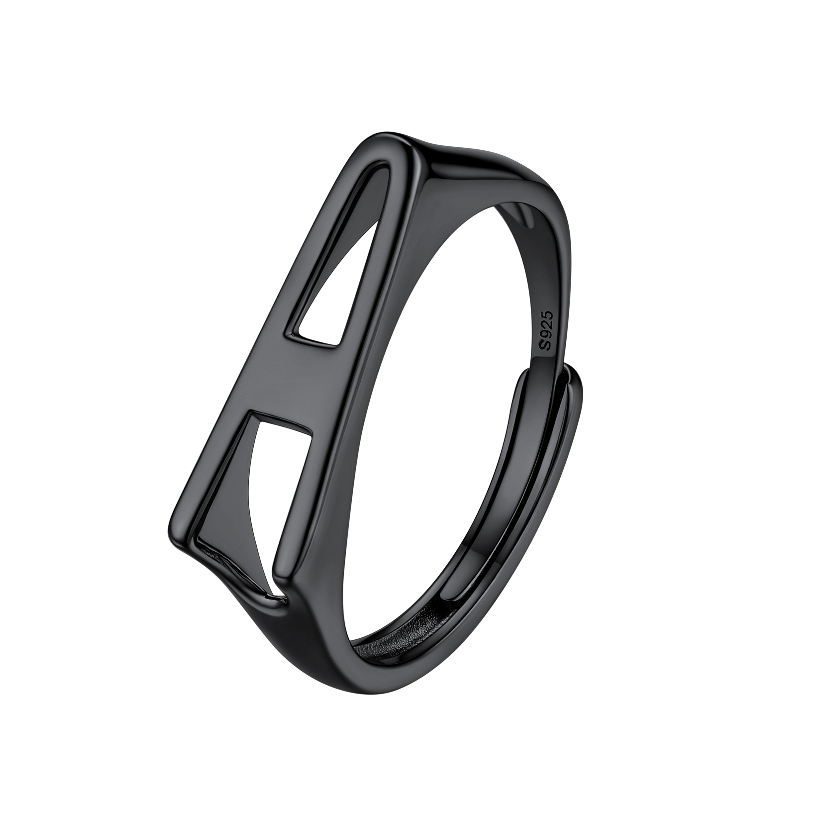 Black Adjustable Capital Initial Letter Rings 